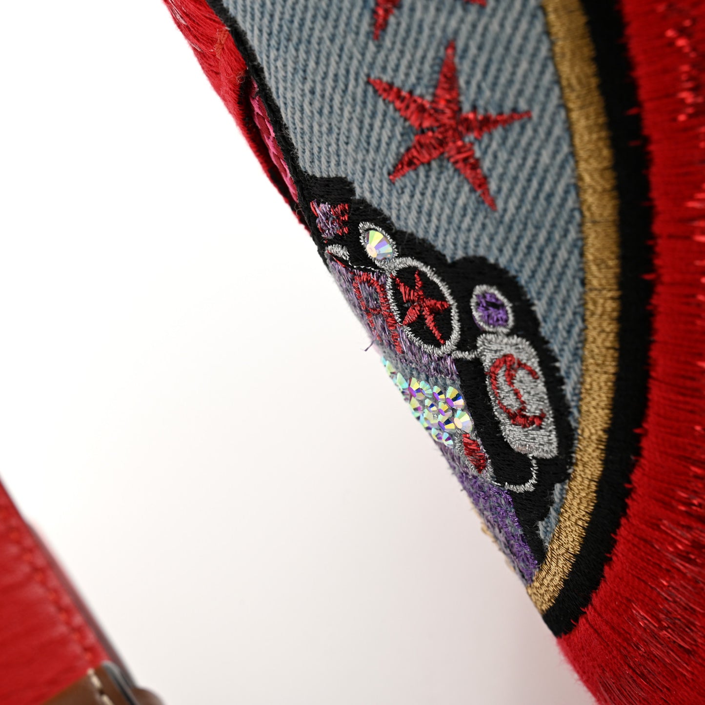 Canvas Embroidered Calfskin Caracaba Tote Multicolor