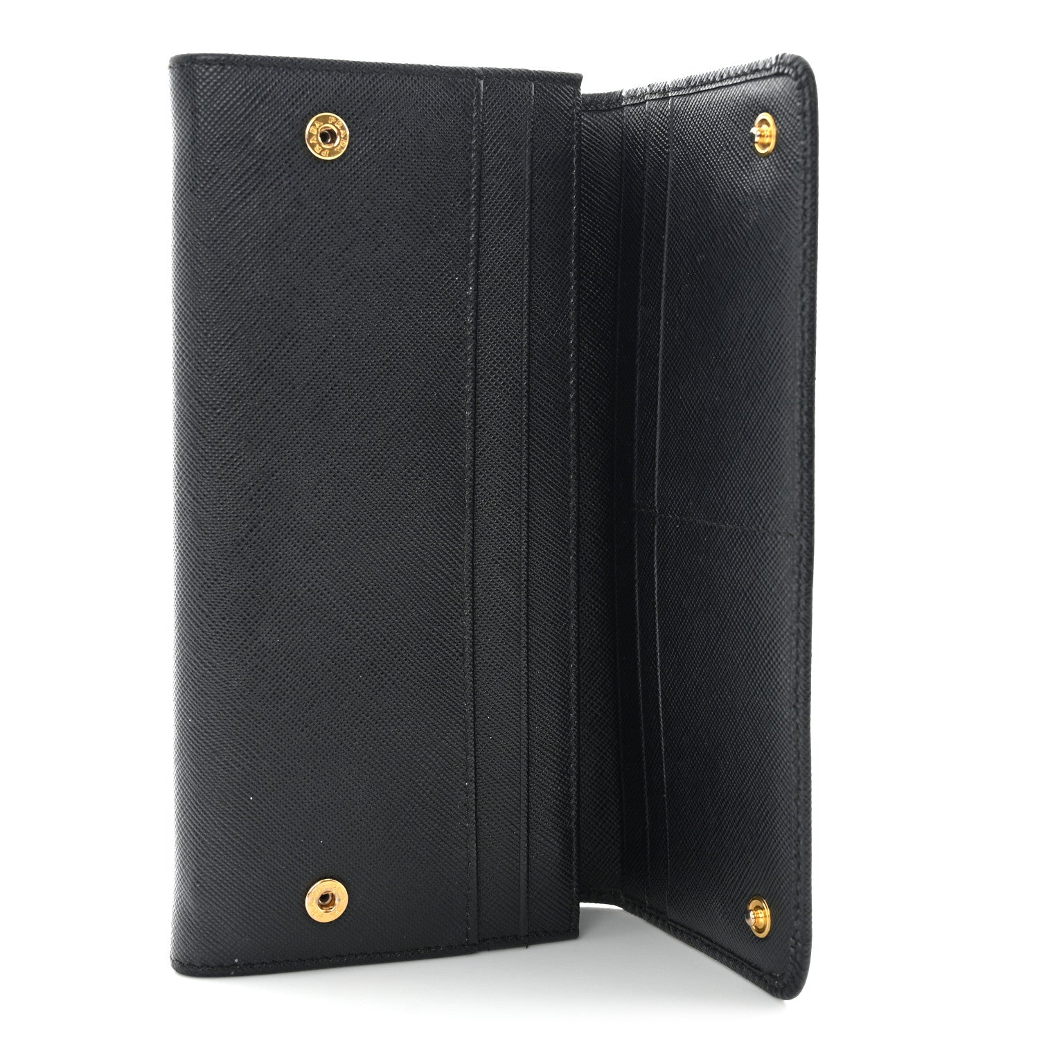 Prada Saffiano Metal Continental Flap Wallet Black 4 of 11