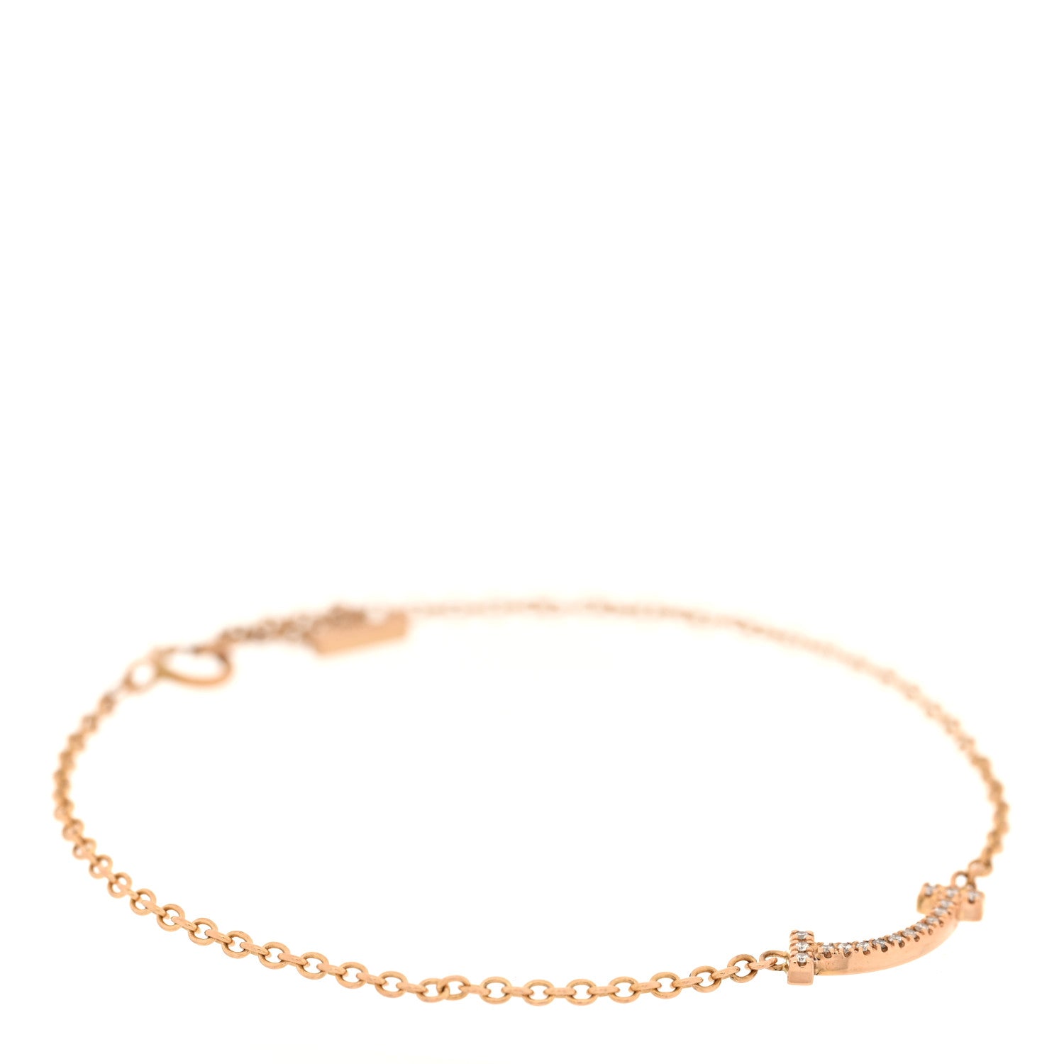 Tiffany 18K Rose Gold Diamond Mini T Smile Bracelet 1866422