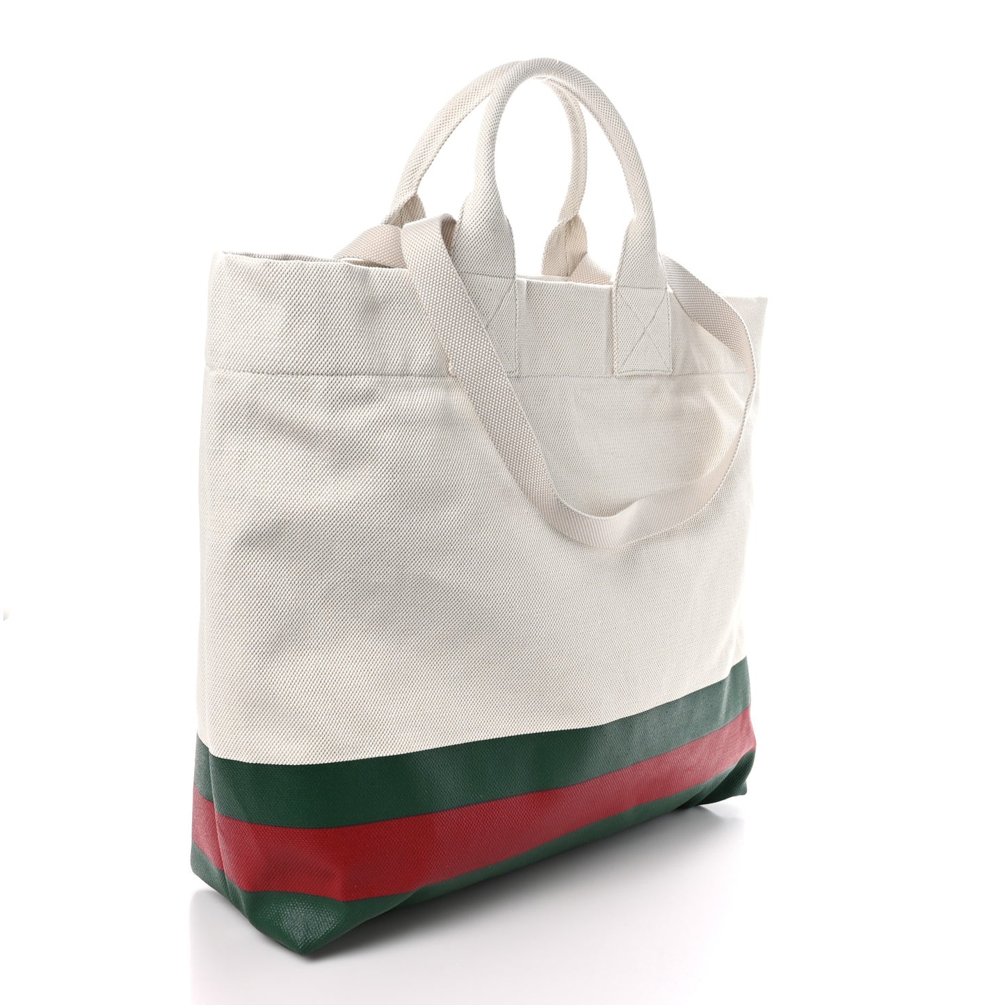 Canvas Logo Embossed Ophidia Tote Beige