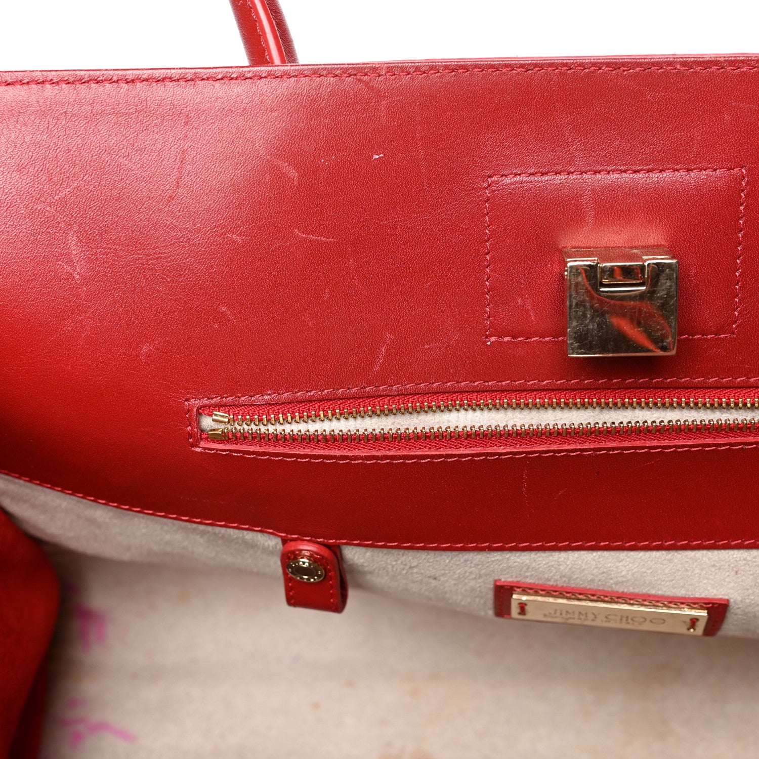 Jimmy Choo Suede Riley Tote Red 6 of 10