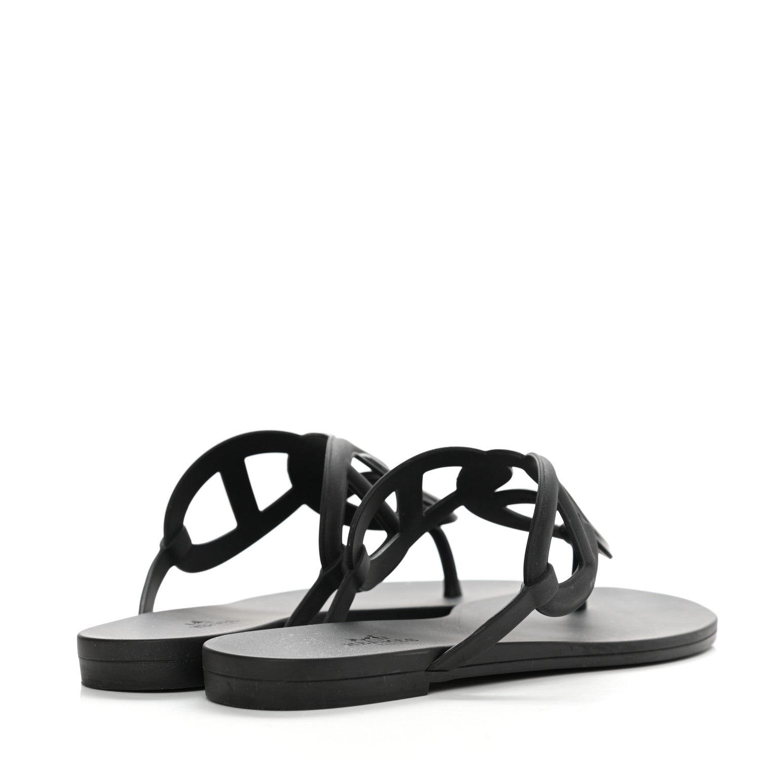 Hermes Rubber Womens Egerie Sandals 37 Black 4 of 9