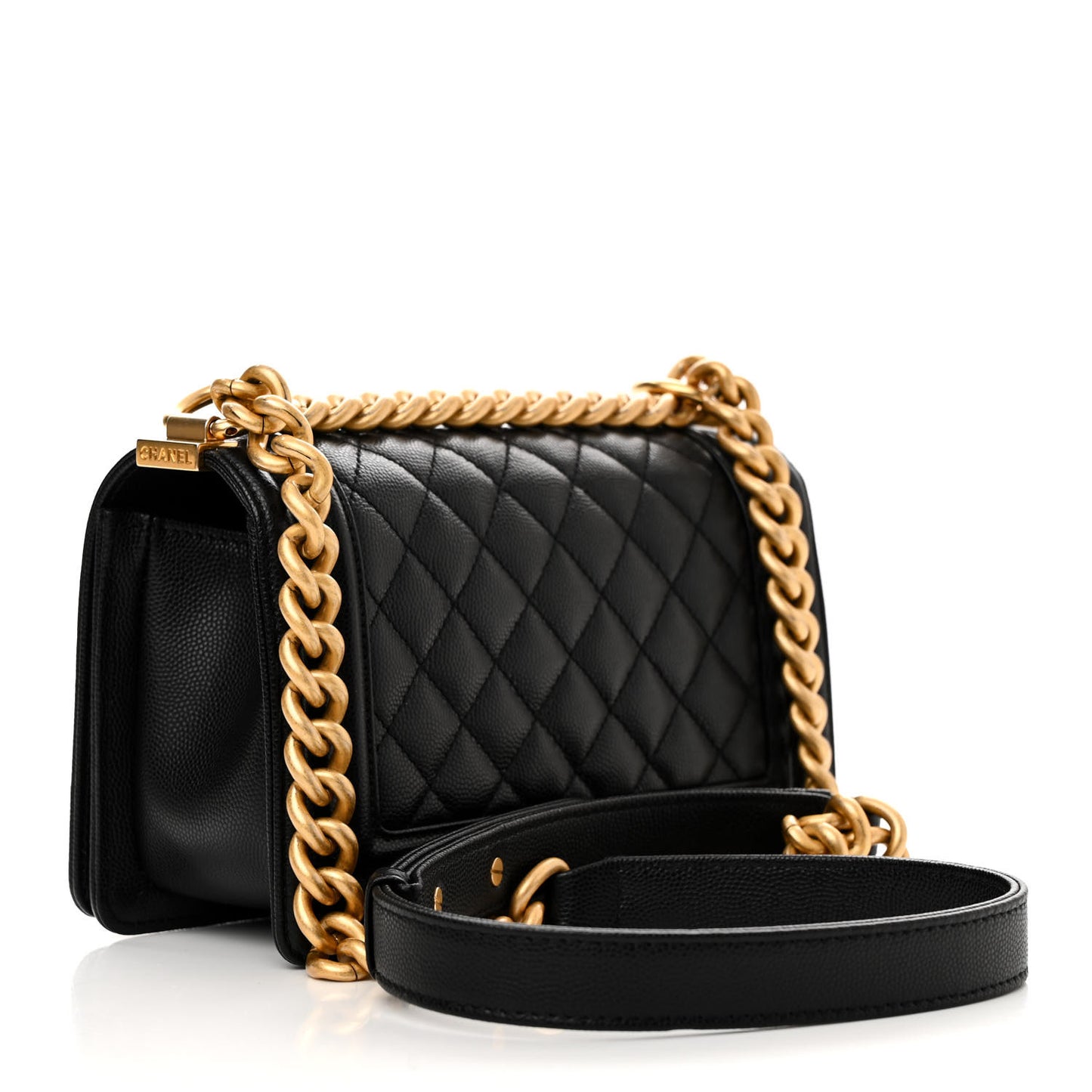 Caviar Quilted Small Boy Flap Black