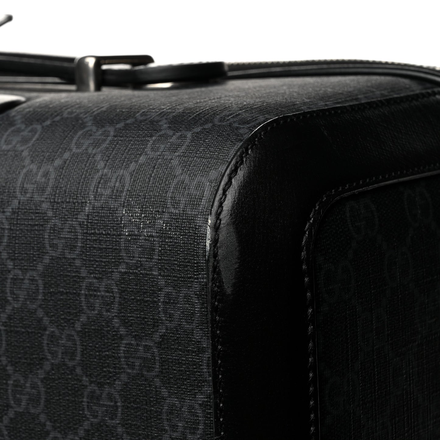 GG Supreme Monogram Large Four Wheel Suitcase Black Grey