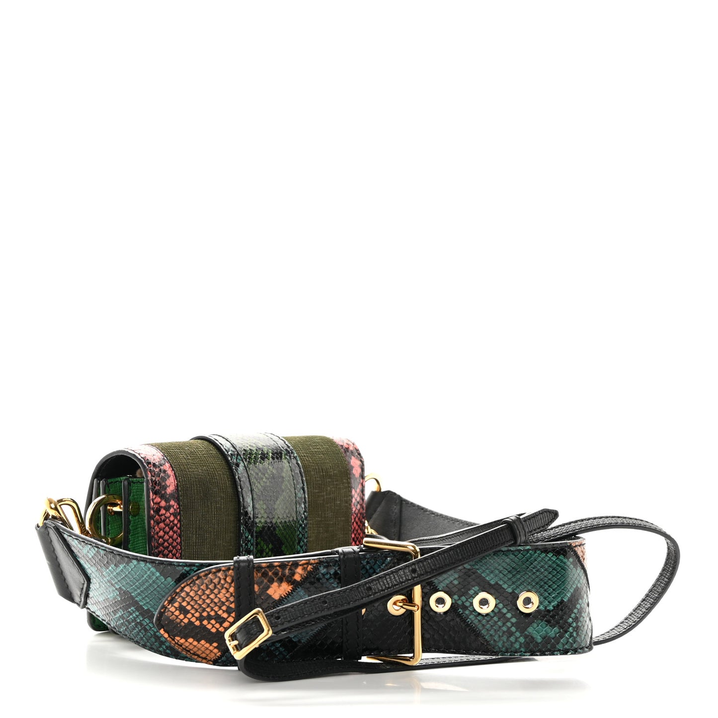 Suede Watersnake Print Small Madison Buckle Bag Multicolor