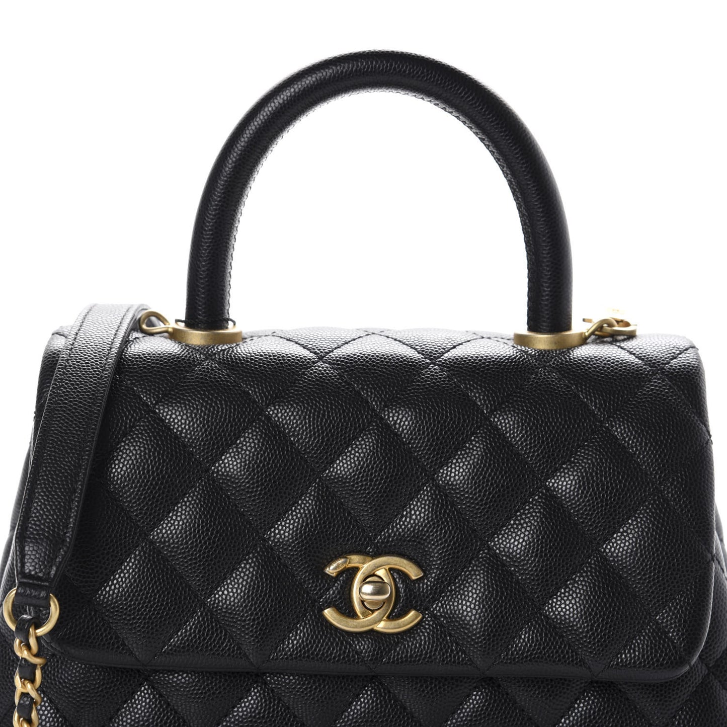 Caviar Quilted Mini Coco Handle Flap Black