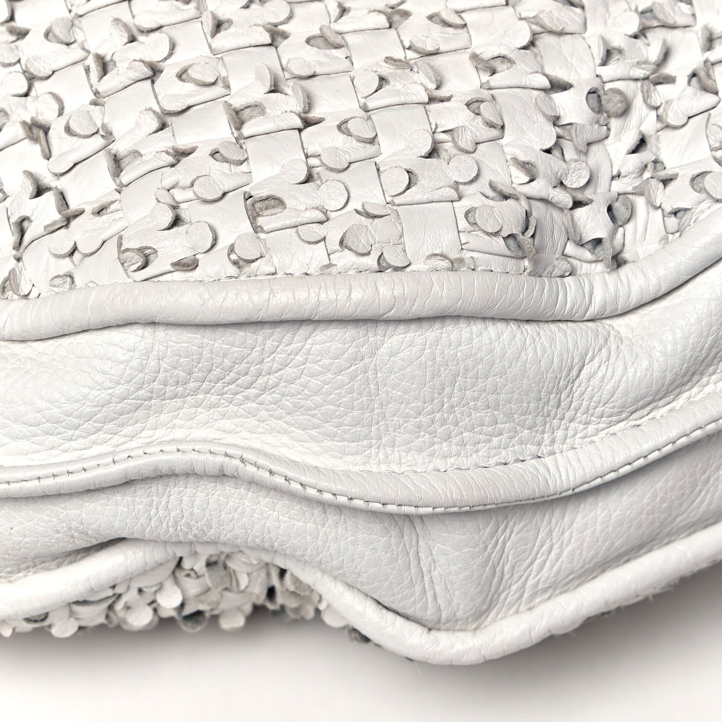 Nappa Intrecciato Large Loop Hobo White