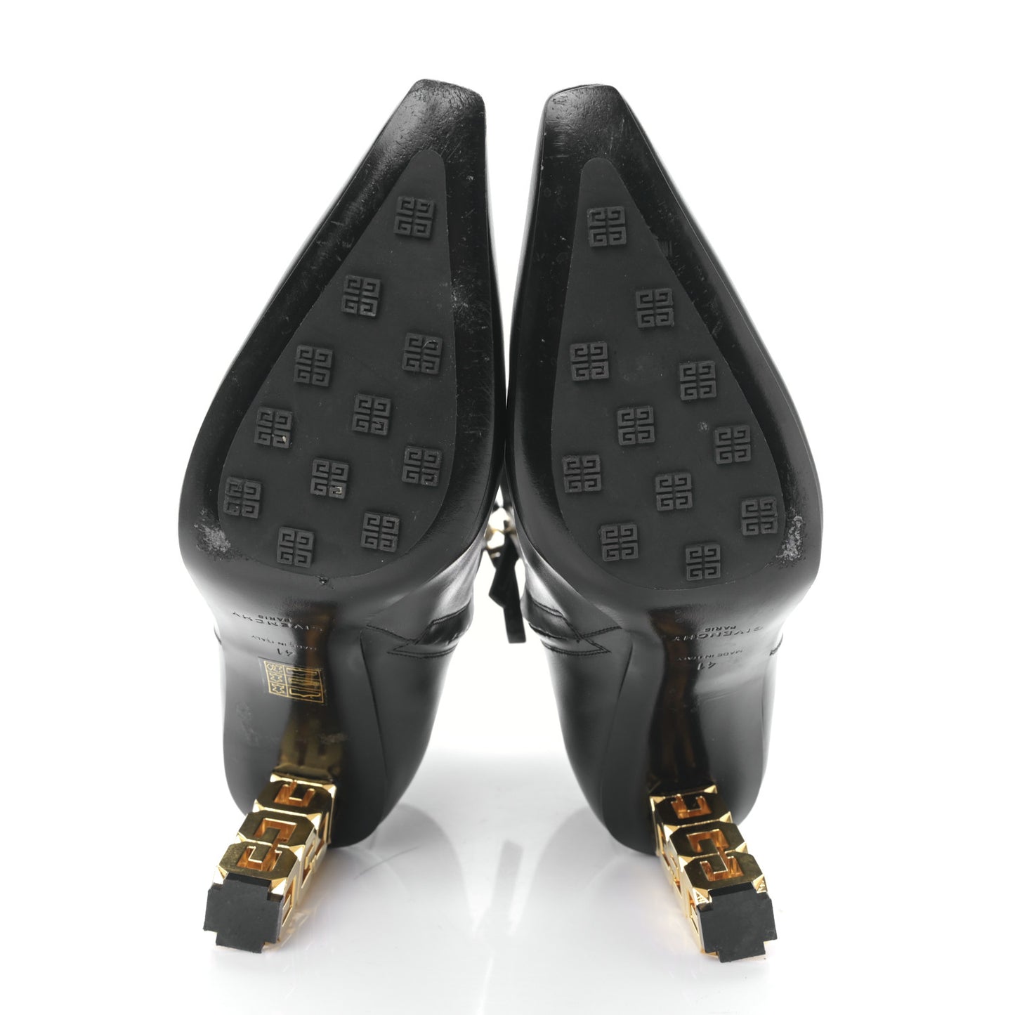 Calfskin G Cube Heel Ankle Boots 41 Black