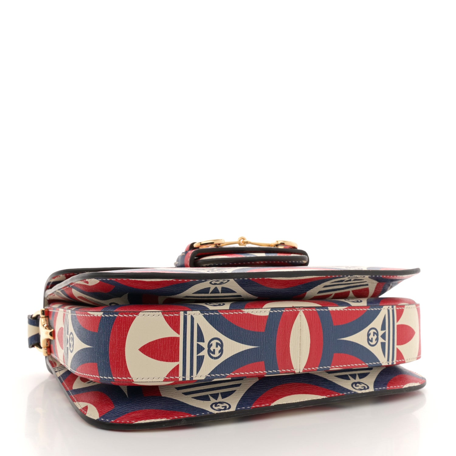 Gucci X ADIDAS Shangai Calfskin Web Trefoil Interlocking G Small Horsebit 1955 Shoulder Bag Red White Blue 4 of 12