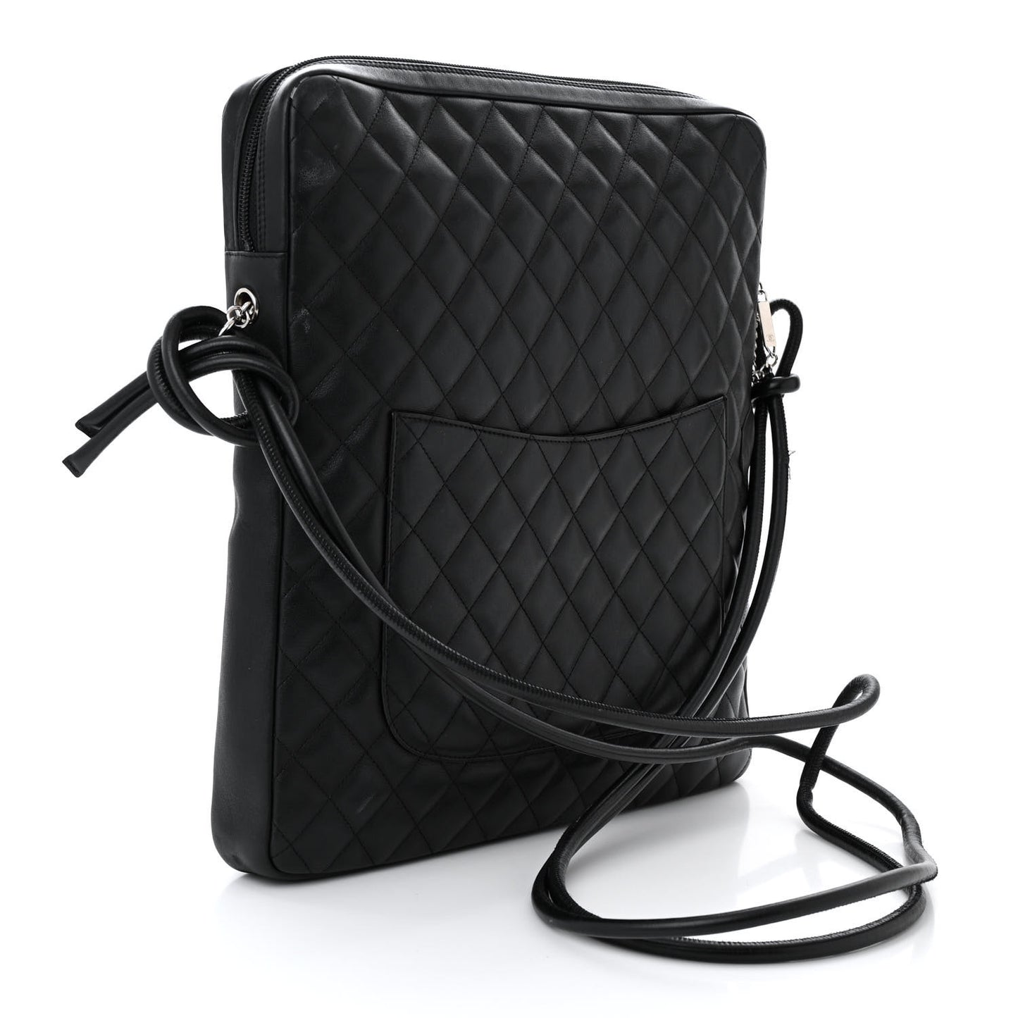 Calfskin Quilted Large Cambon Messenger Black