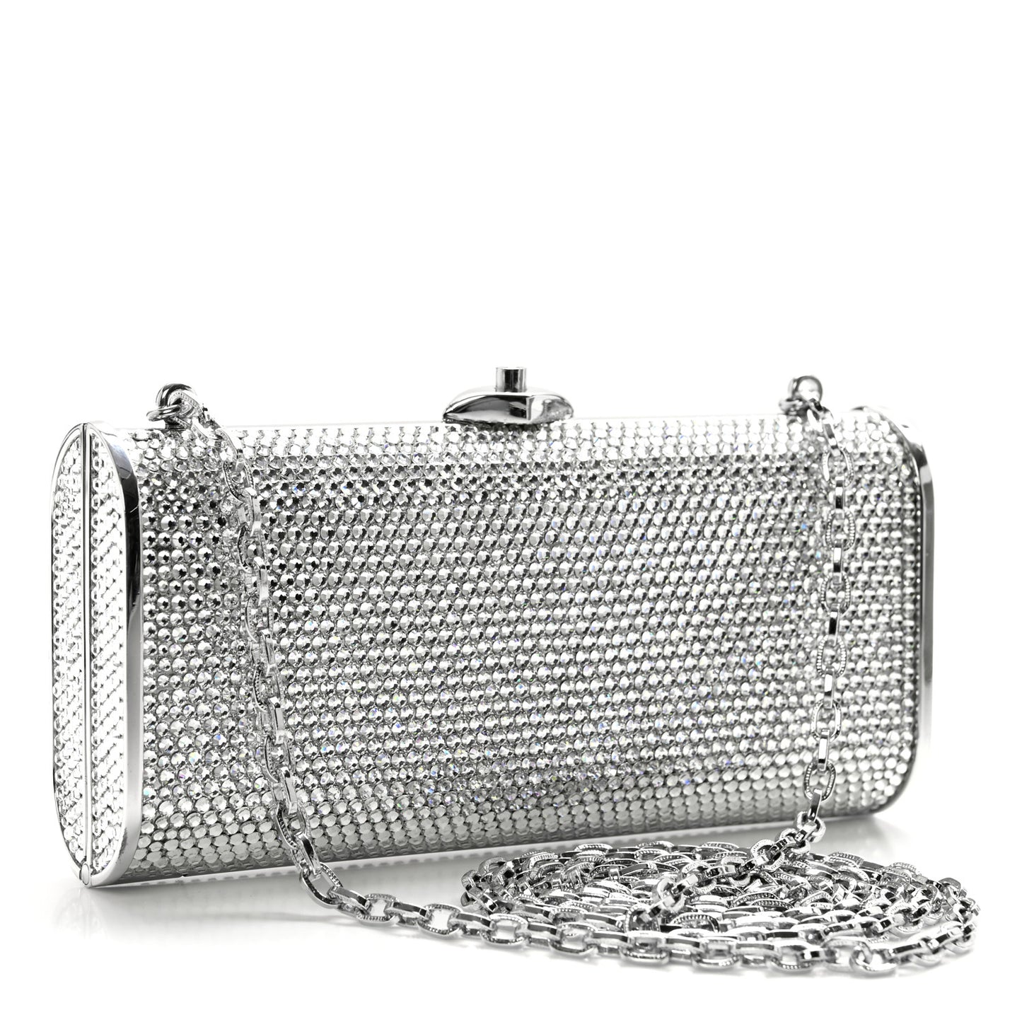 Swarovski Crystal Minaudiere Clutch Silver
