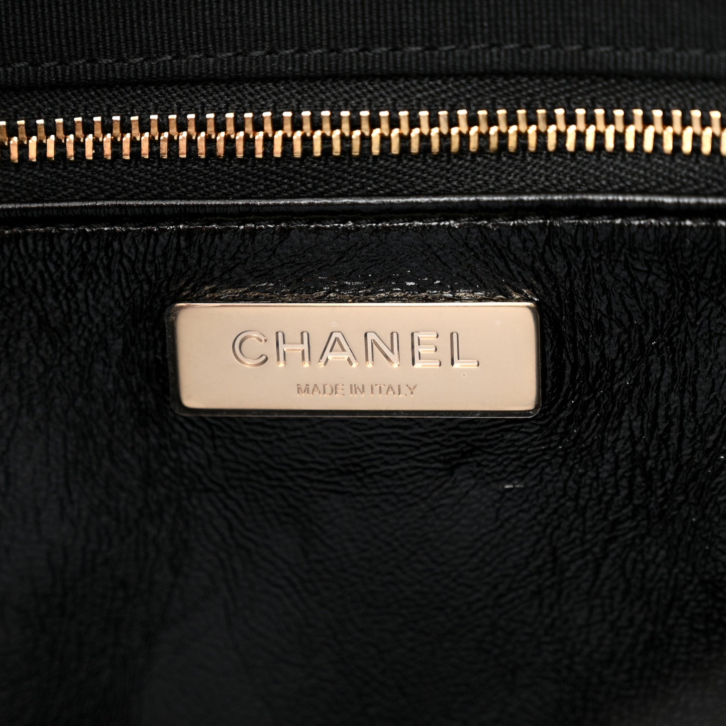 Shiny Lambskin Quilted 31 Shopping Bag Black