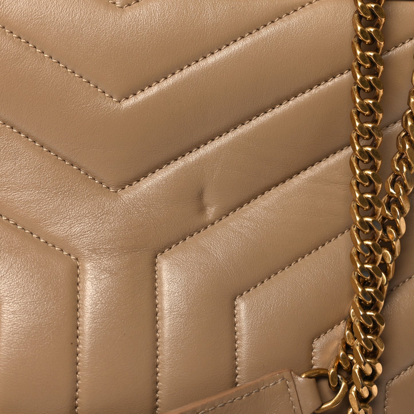 Calfskin Y Quilted Monogram Medium Loulou Chain Satchel Dark Latte