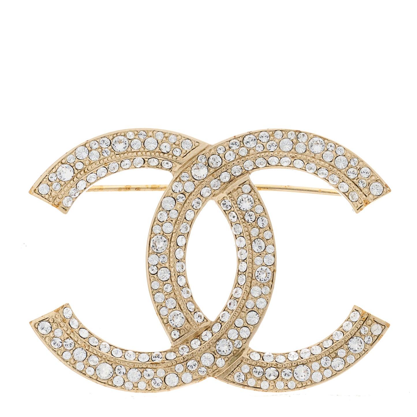 Crystal CC Brooch Light Gold