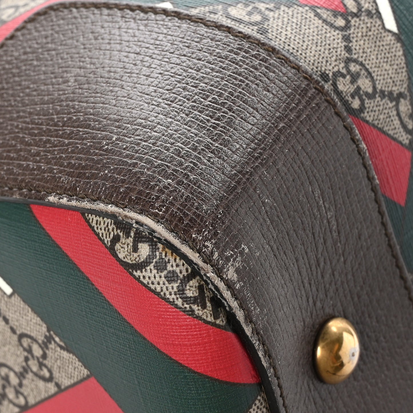GG Supreme Monogram Chevron Web Medium Duffle Beige Green Red New Acero