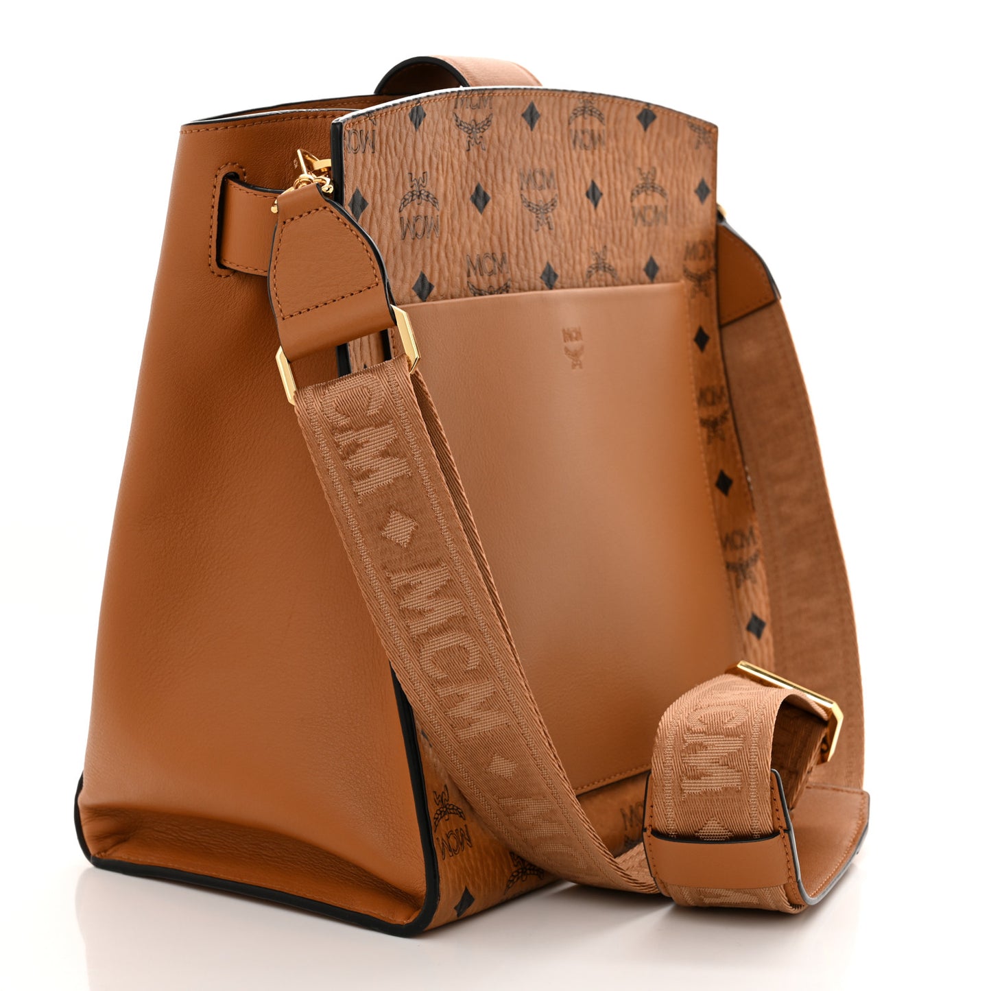 Visetos Calfskin Essential Bucket Bag Cognac