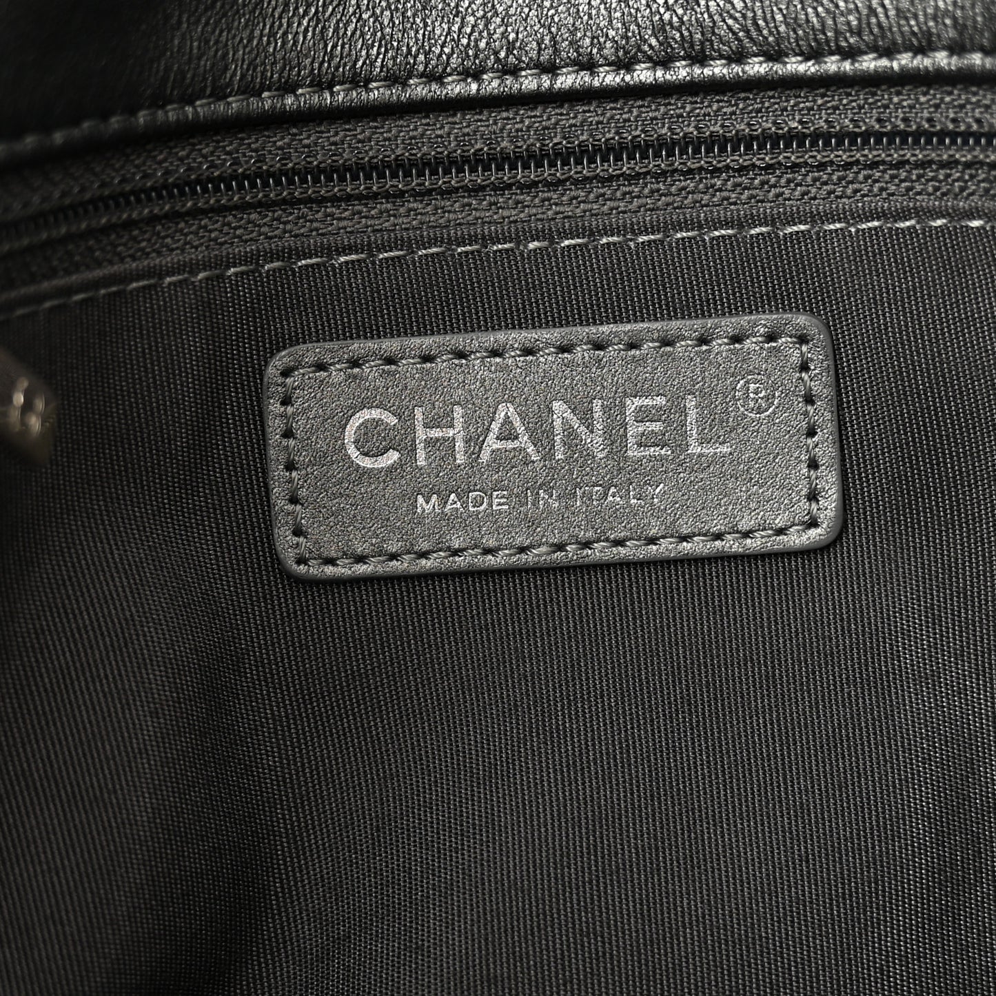 Metallic Chevron Quilted Space Suit Flap Dark Grey