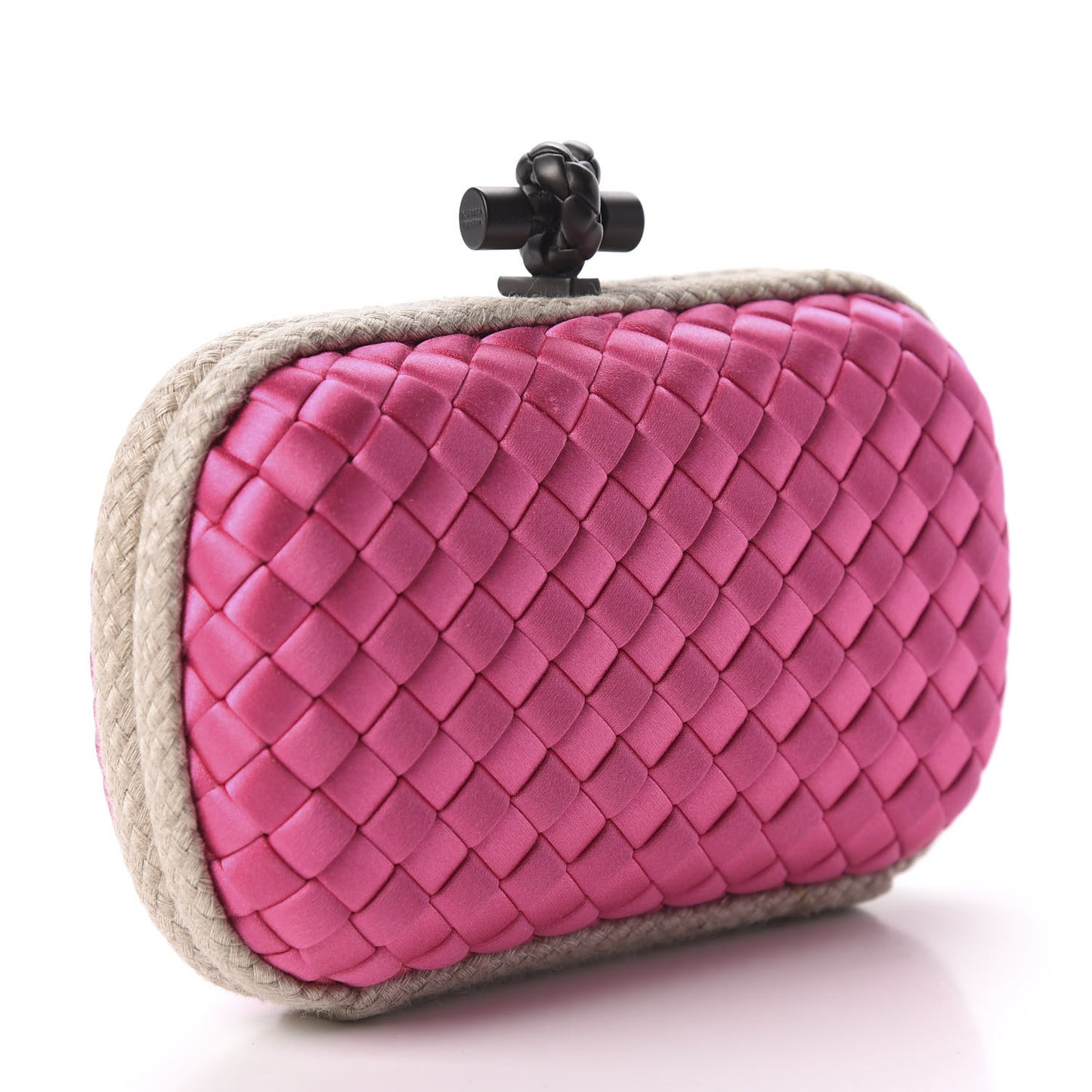 Satin Intreccio Impero Knot Clutch Rosa Shock