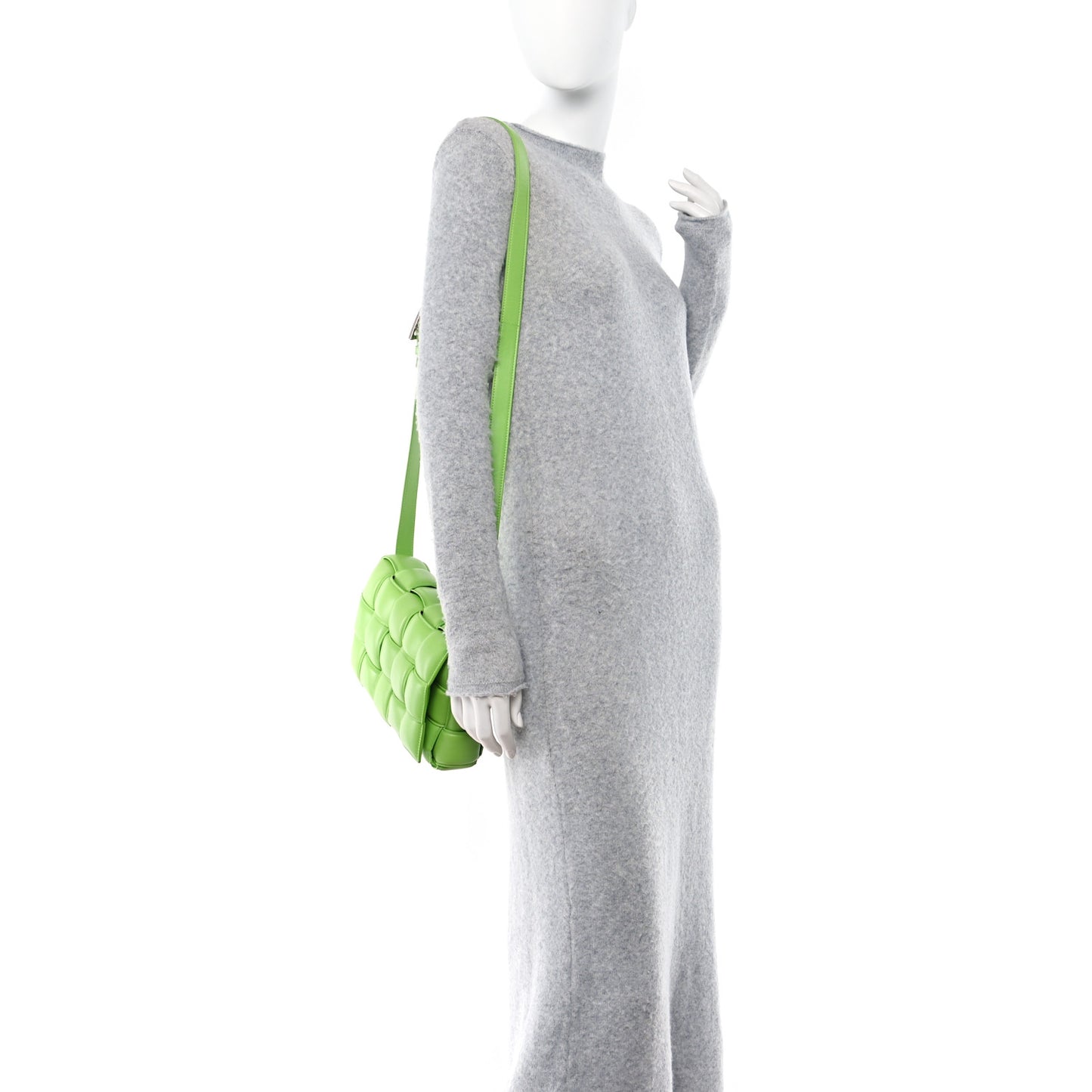 Nappa Maxi Intreccio Padded Cassette Crossbody Bag Acid Green