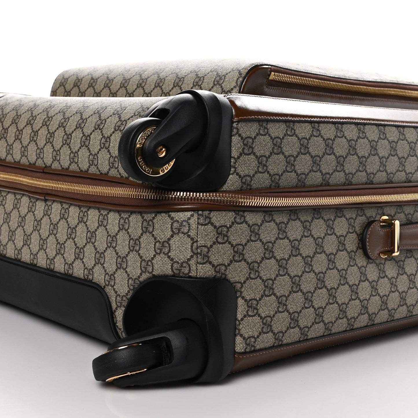 GG Supreme Monogram Azalea Calfskin Retro Interlocking G Carry On Trolley Beige Ebony Brown Sugar