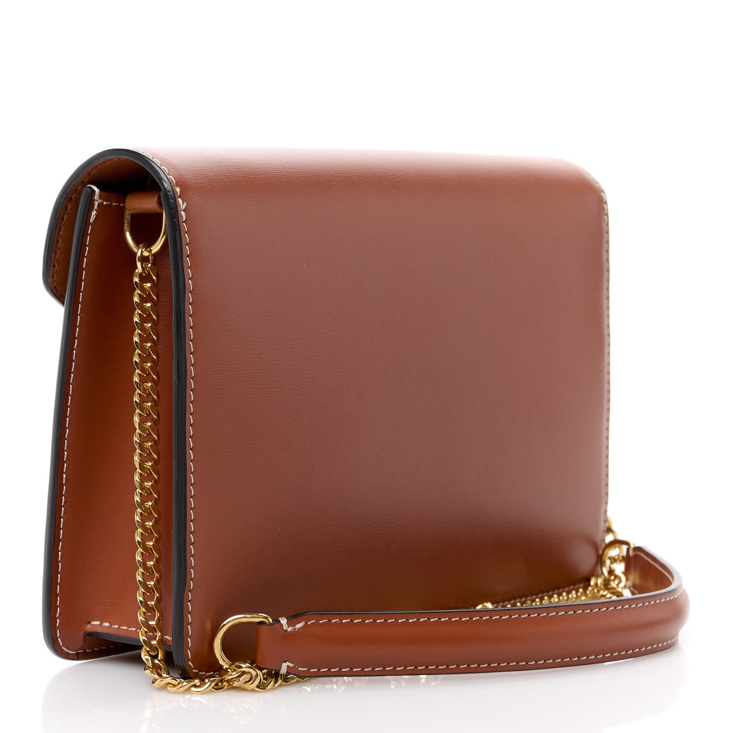 Shiny Calfskin Triomphe Margo Wallet on Chain Gold