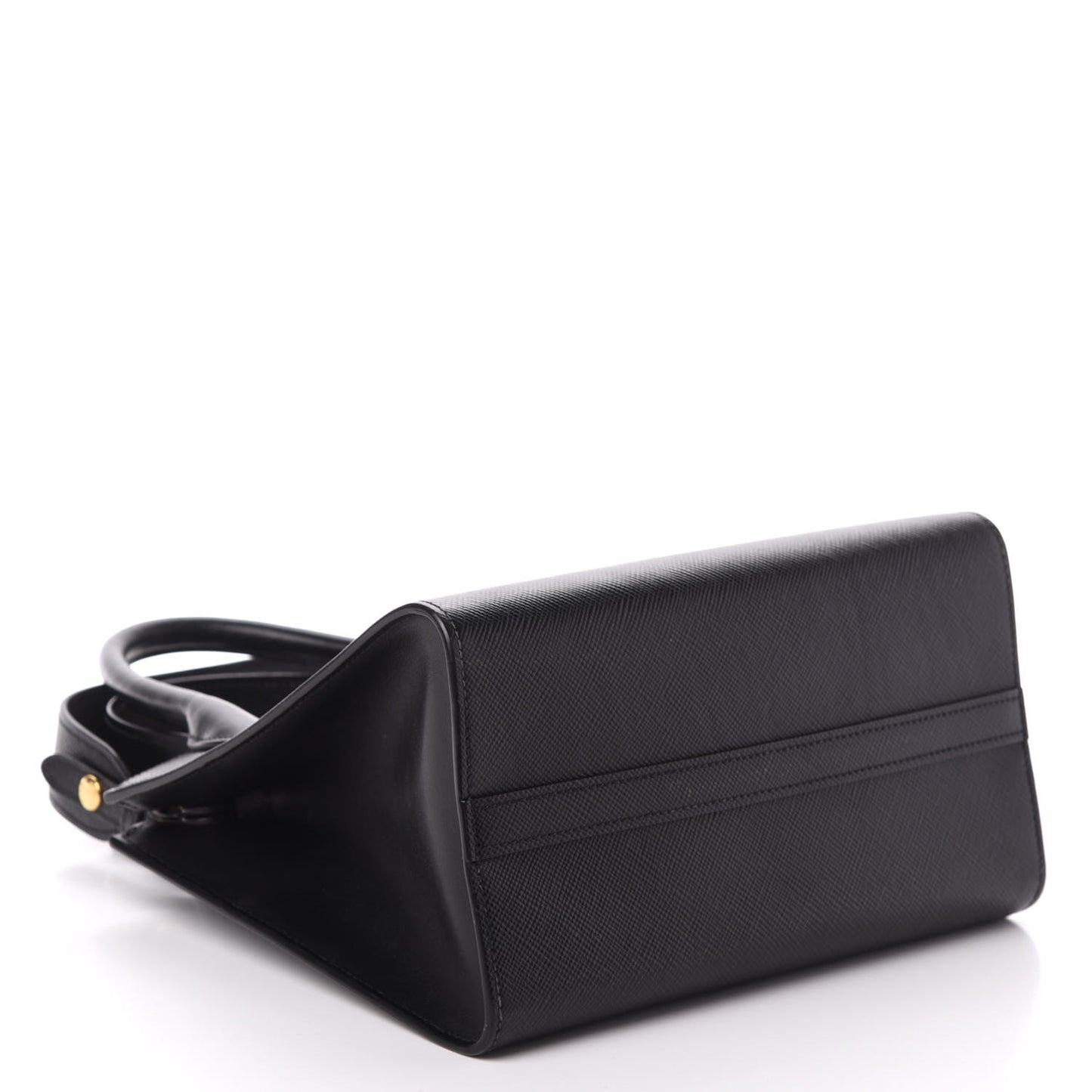 Saffiano Cuir Calfskin Small Monochrome Top Handle Tote Black