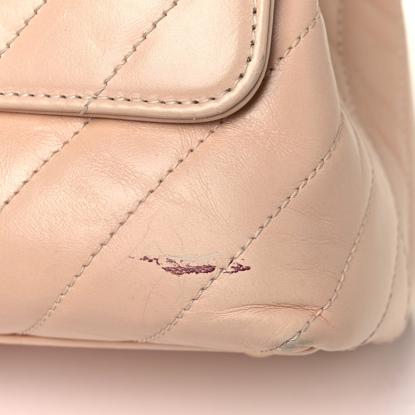 Calfskin Chevron Quilted Medium Coco Handle Flap Beige