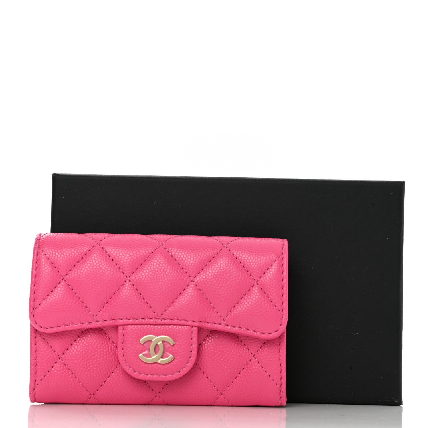 Chanel Caviar Quilted Flap Card Holder Wallet Pink 9 of 9