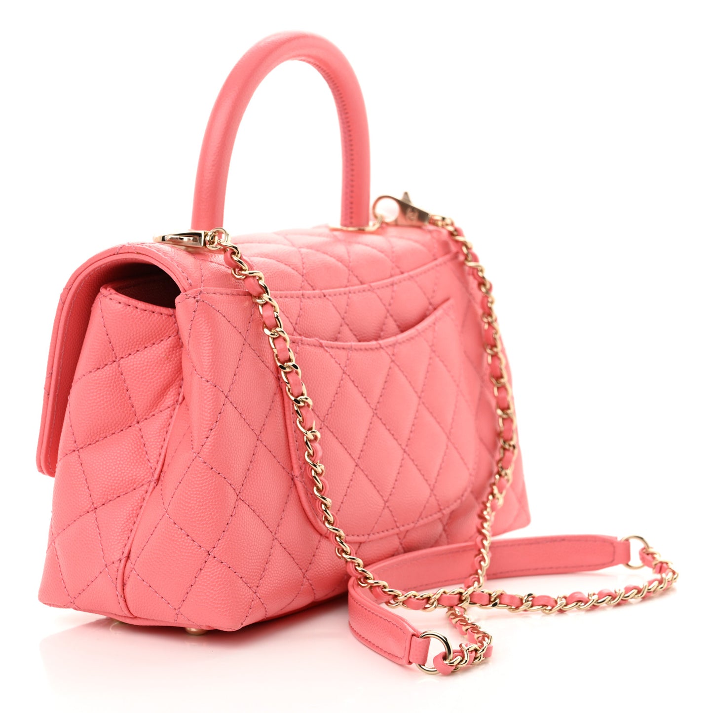 Caviar Quilted Mini Coco Handle Flap Pink