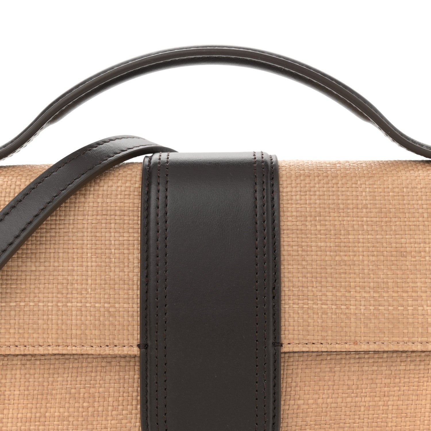 Jacquemus Raffia Smooth Calfskin Le Grand Bambino Natural Dark Brown 7 of 9