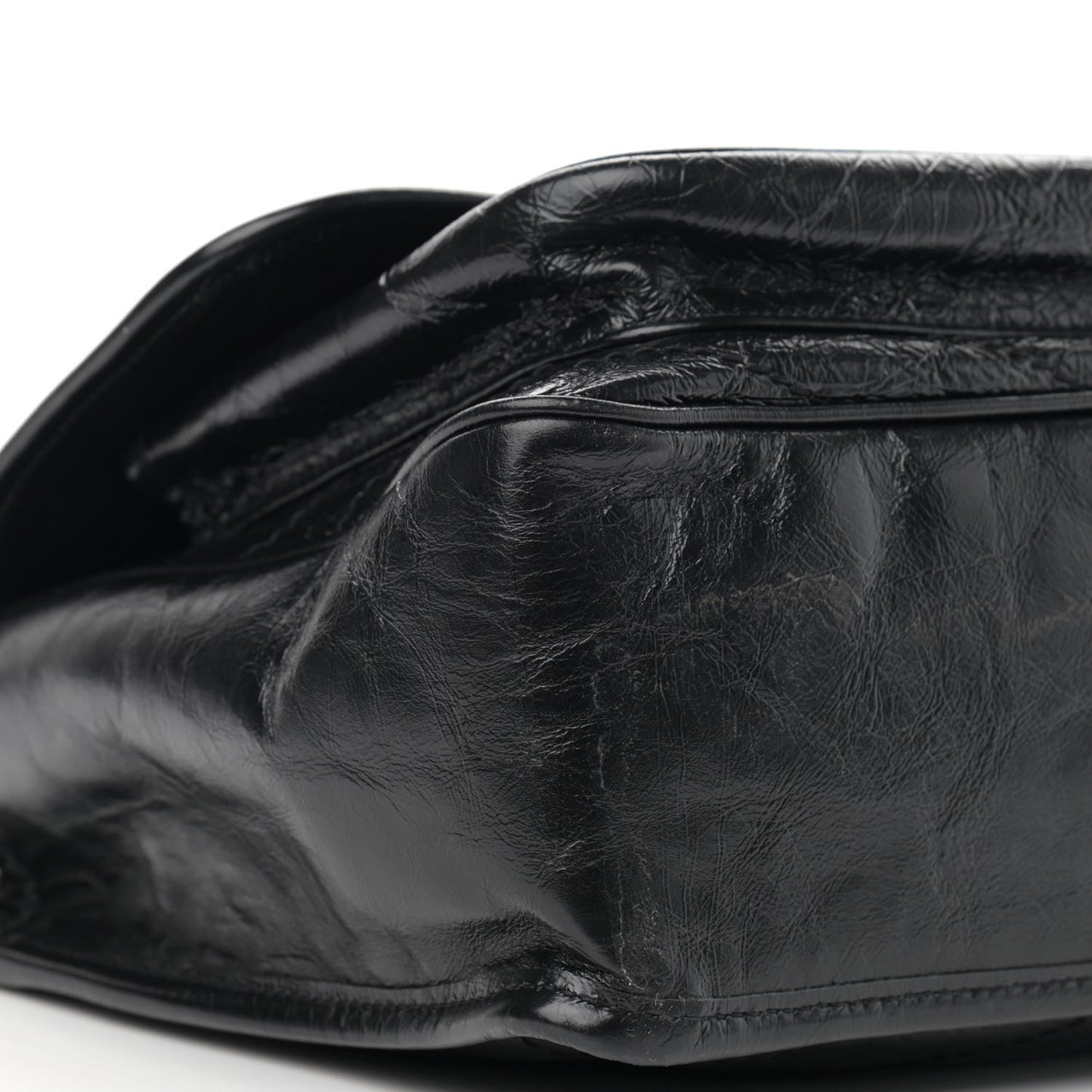 Crinkled Calfskin Matelasse Monogram Medium Niki Chain Satchel Black
