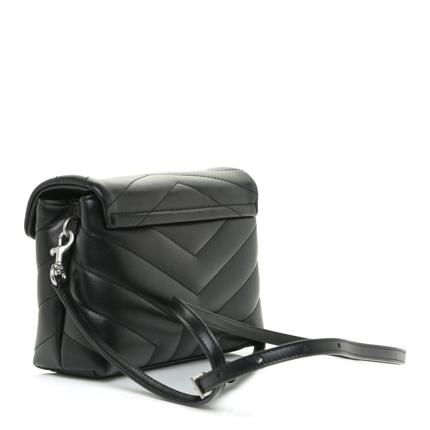 Calfskin Y Quilted Monogram Toy Loulou Crossbody Bag Black