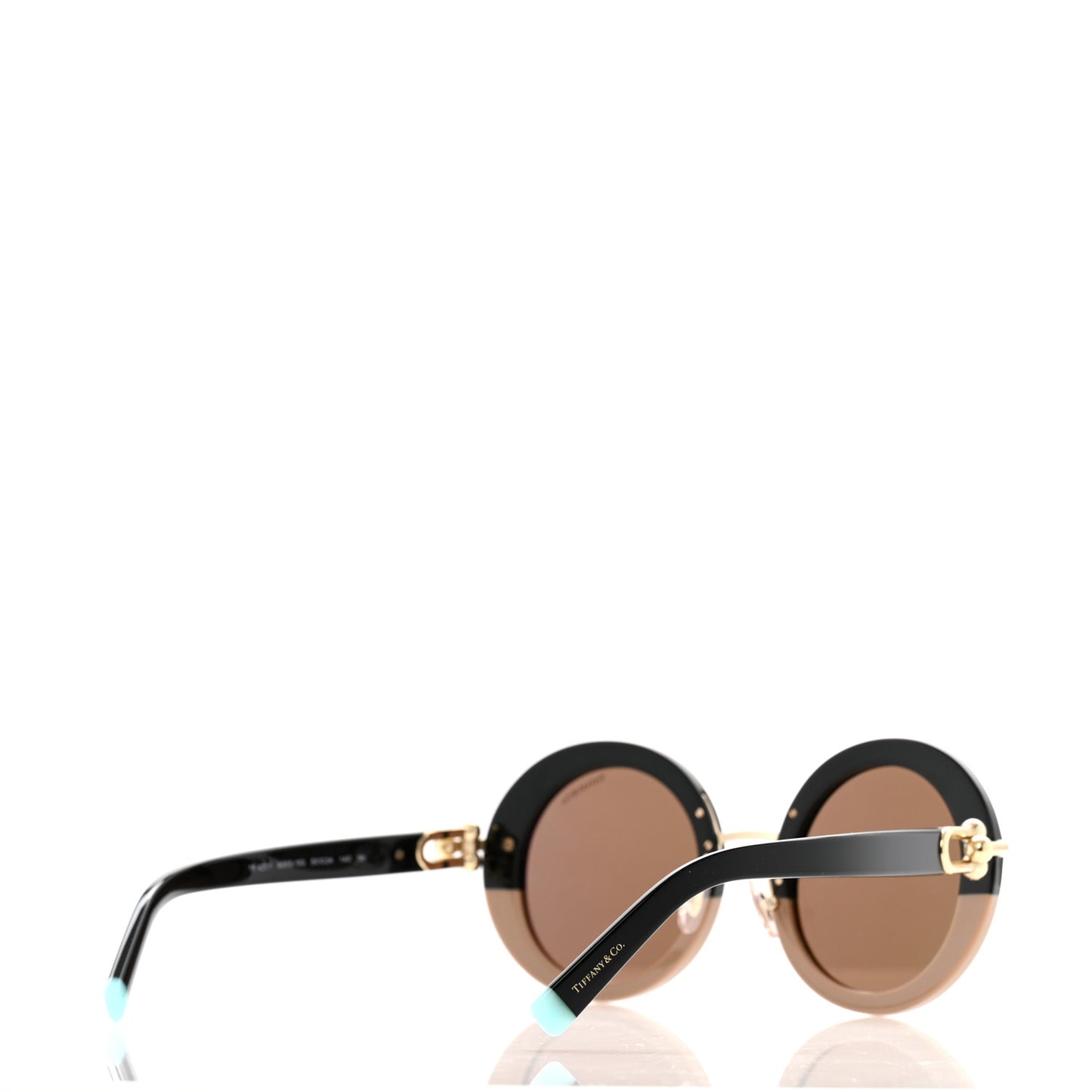 Acetate TF4201 Round Sunglasses Black Beige Blue