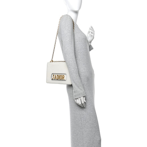 Calfskin J'Adior Chain Flap Bag Off White