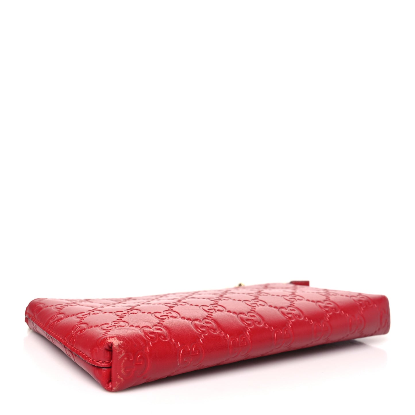 Guccissima Signature Wrist Wallet Hibiscus Red