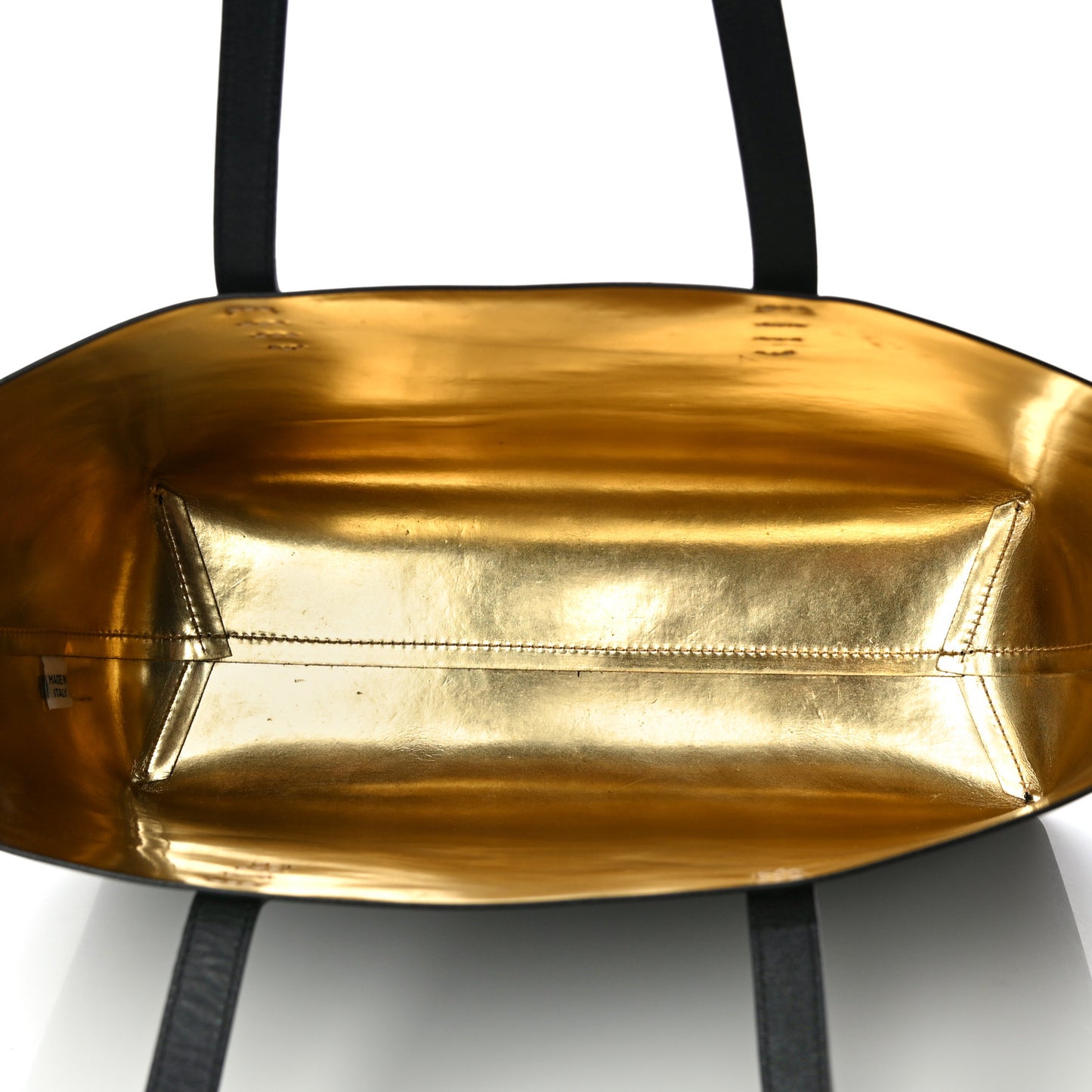 Calfskin Small Shopping Tote Black Gold