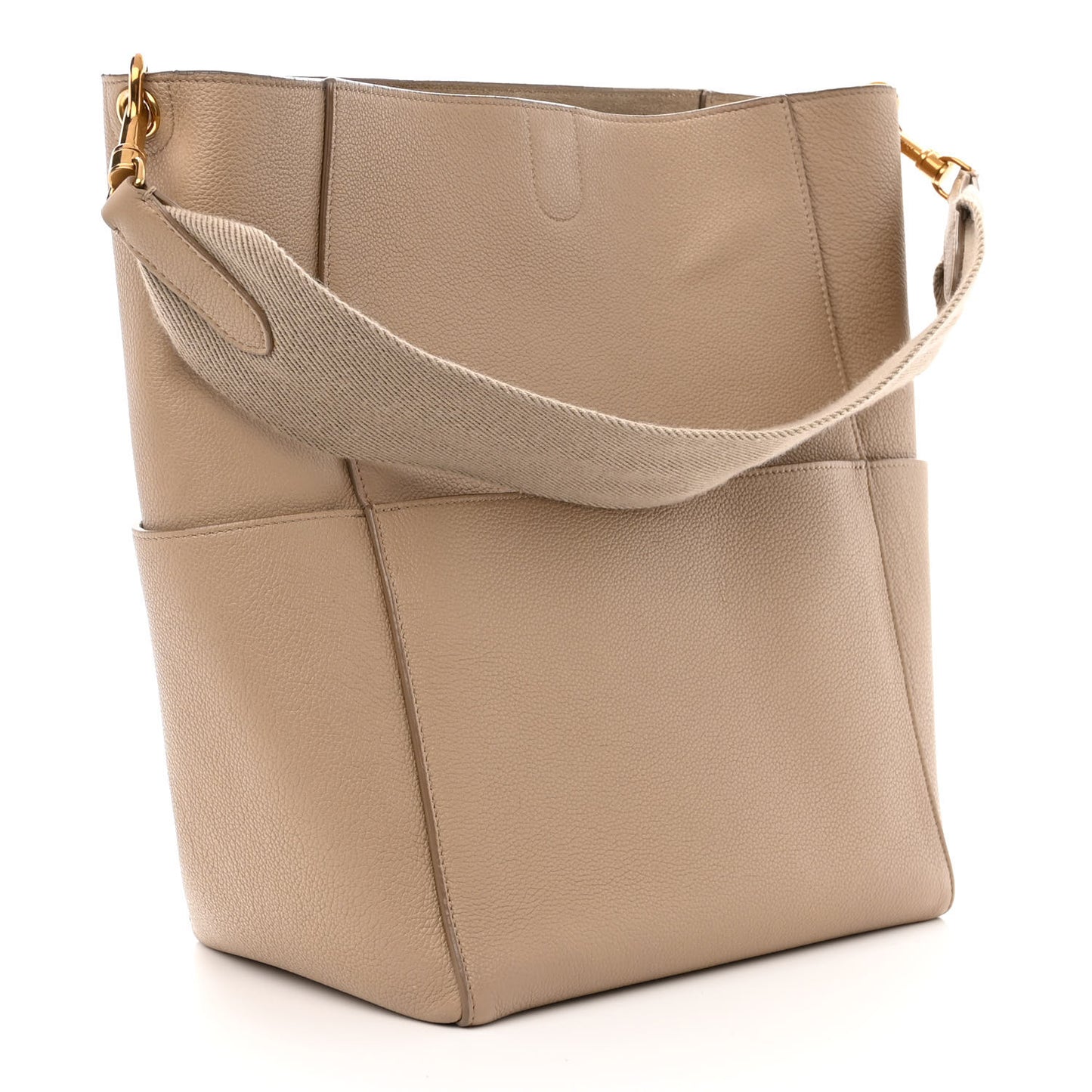 Soft Grained Calfskin Sangle Bucket Bag Dune