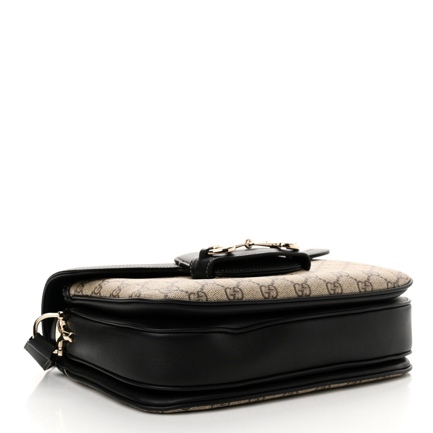 GG Supreme Monogram Horsebit 1955 Soft Small Shoulder Bag Beige Black