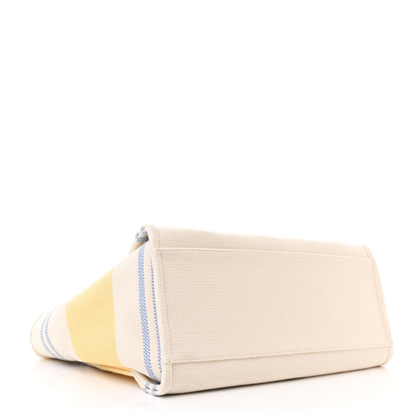 Striped Canvas Medium Deauville Tote Ecru Blue Yellow