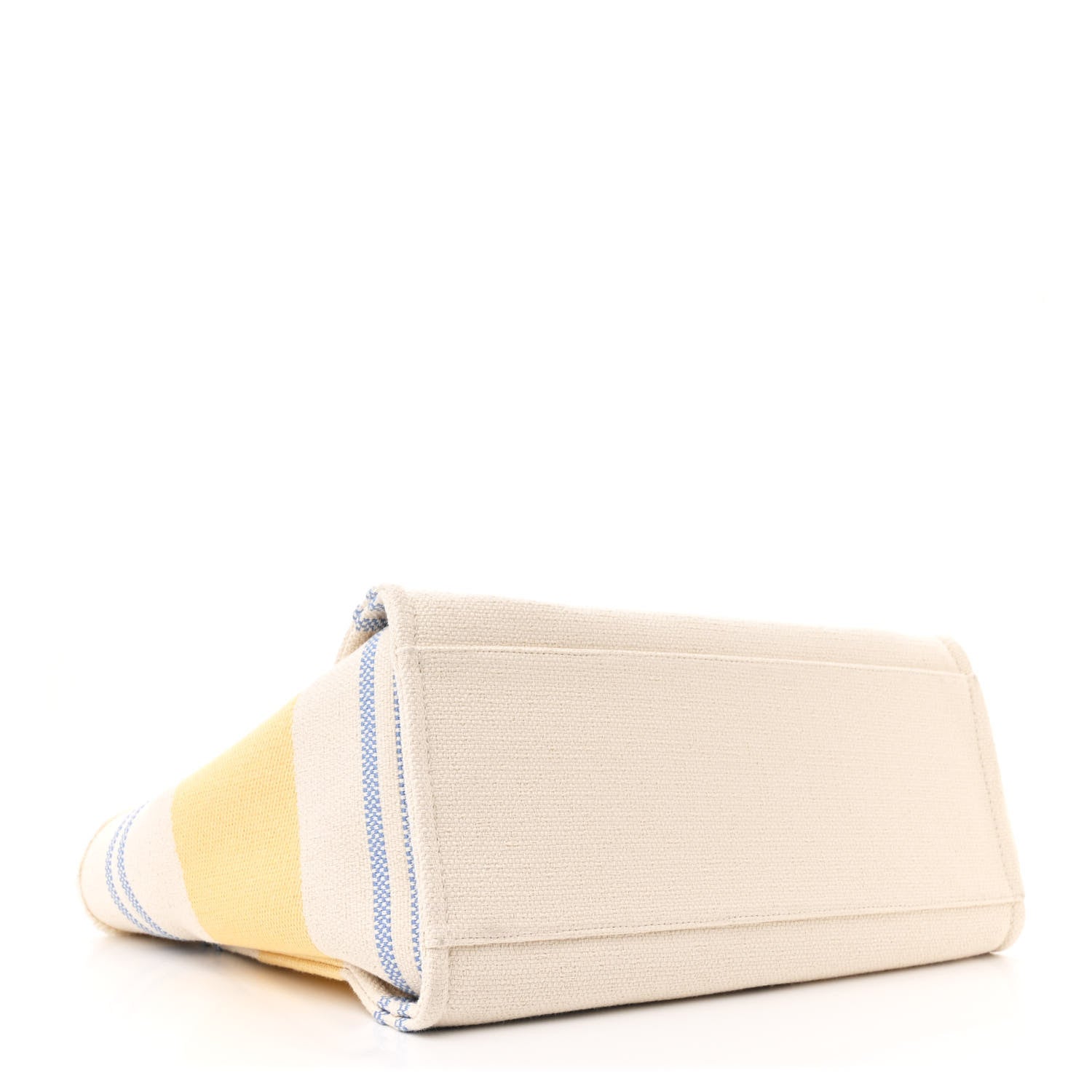 Chanel Striped Canvas Medium Deauville Tote Ecru Blue Yellow 5 of 13