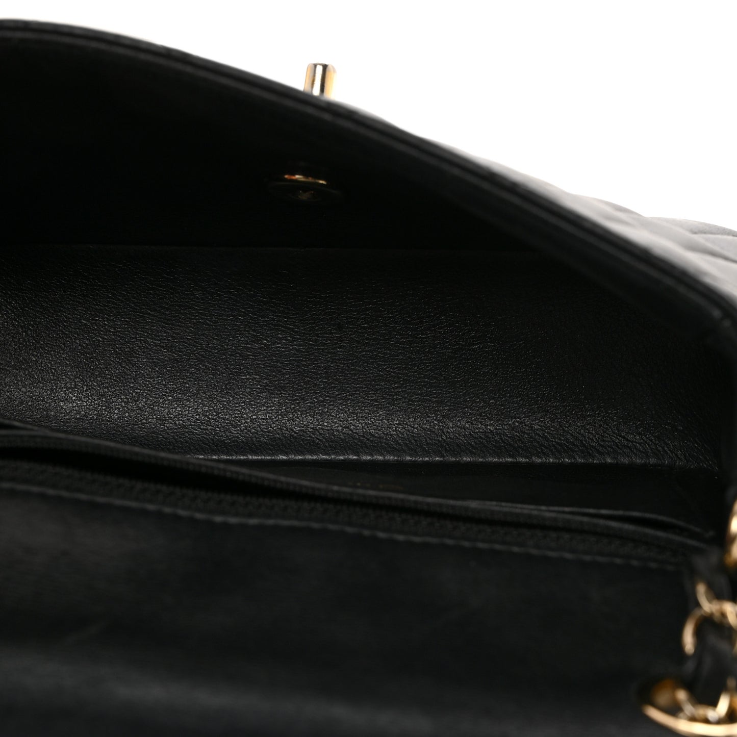 Lambskin Quilted Mini Rectangular Flap Black