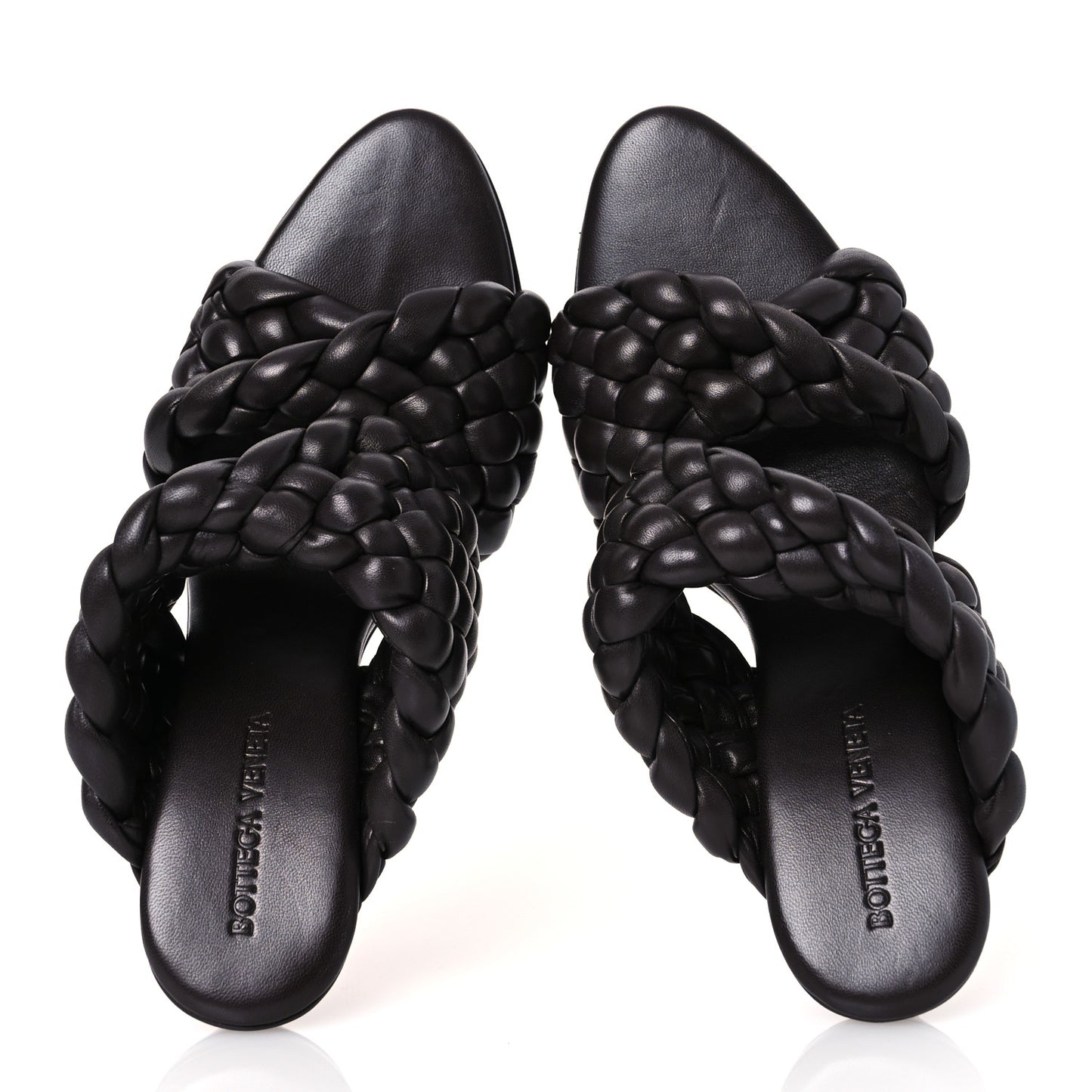 Nappa Twisted Padded Intrecciato Curve Slide Sandals 36 Fondant