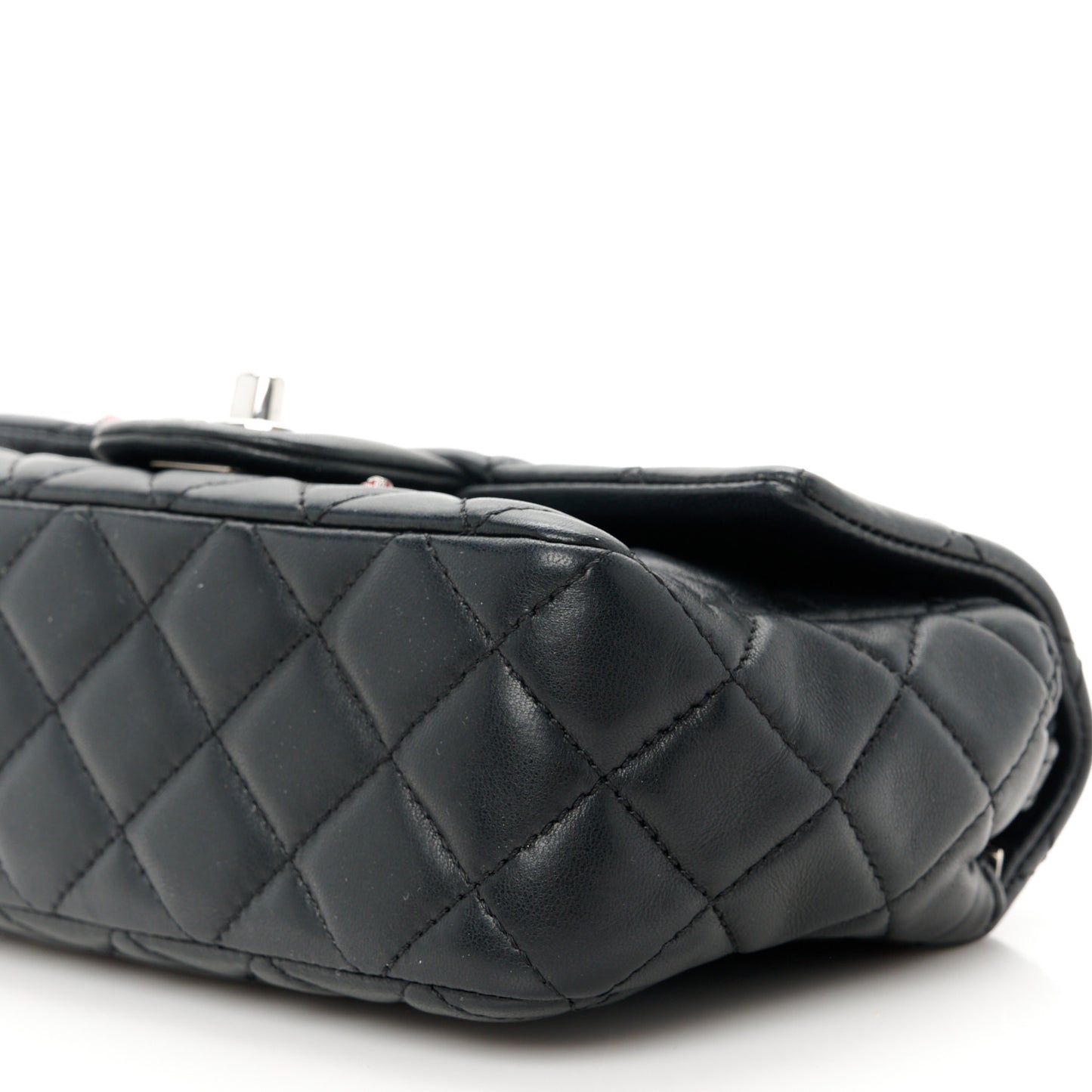Lambskin Quilted Embellished Mini Ladybug Rectangular Flap Black