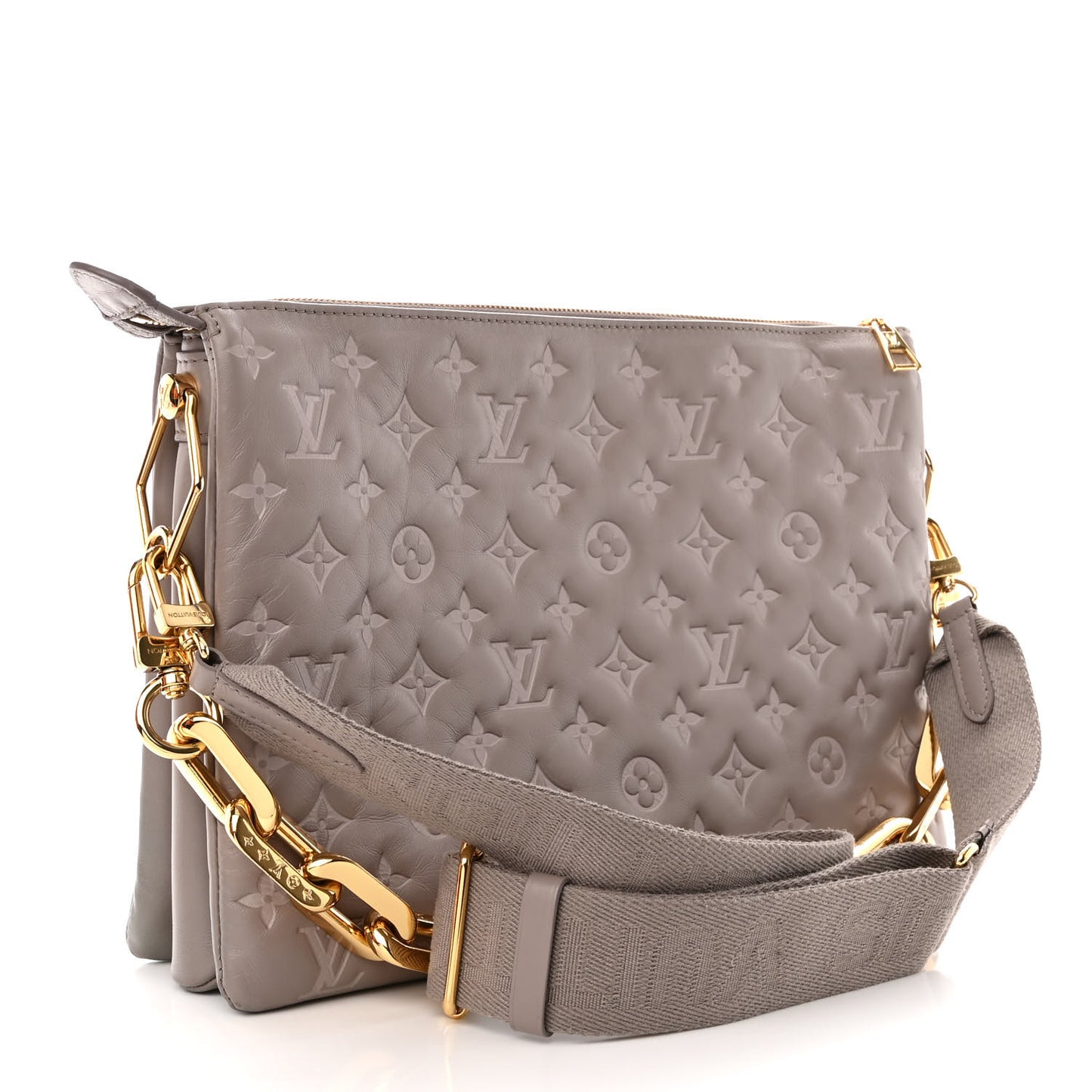 Lambskin Embossed Monogram Coussin MM Grey