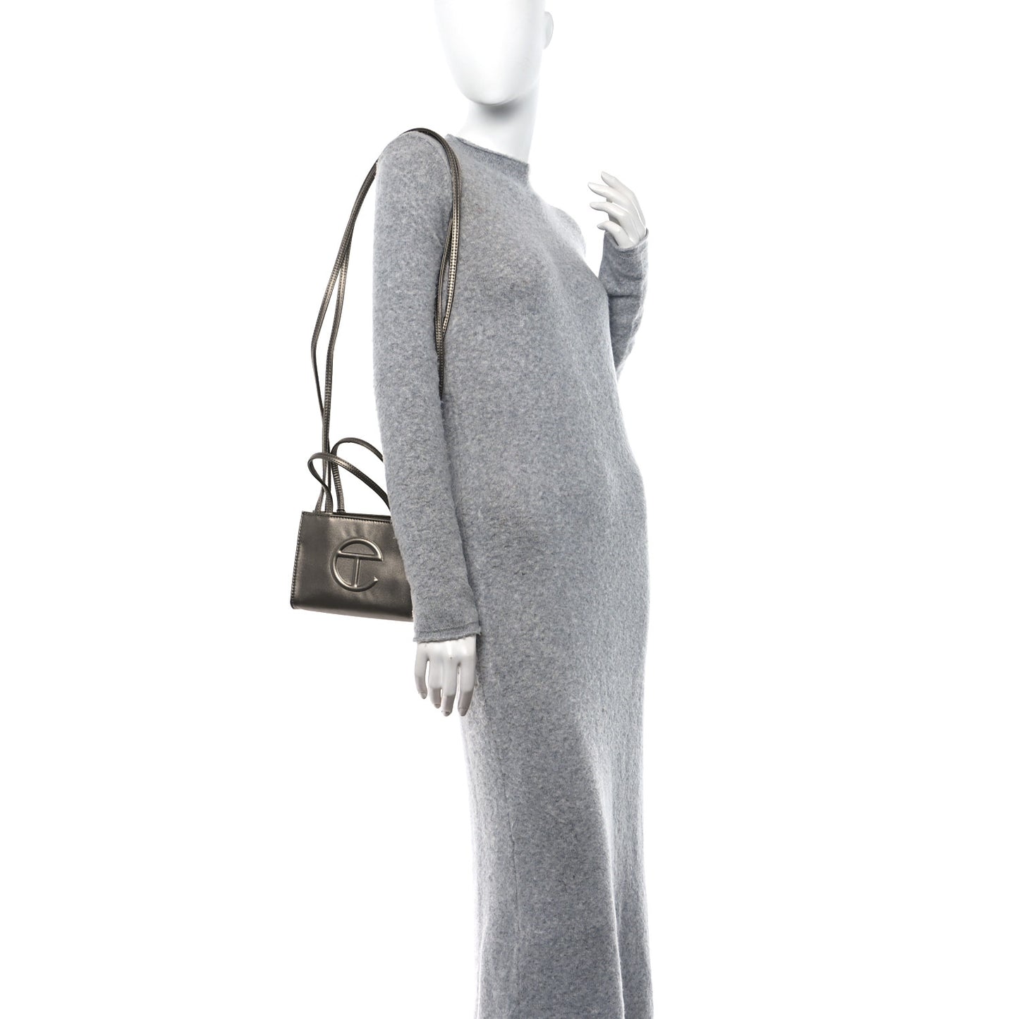 Metallic Vegan Leather Small Shopping Bag Bronze