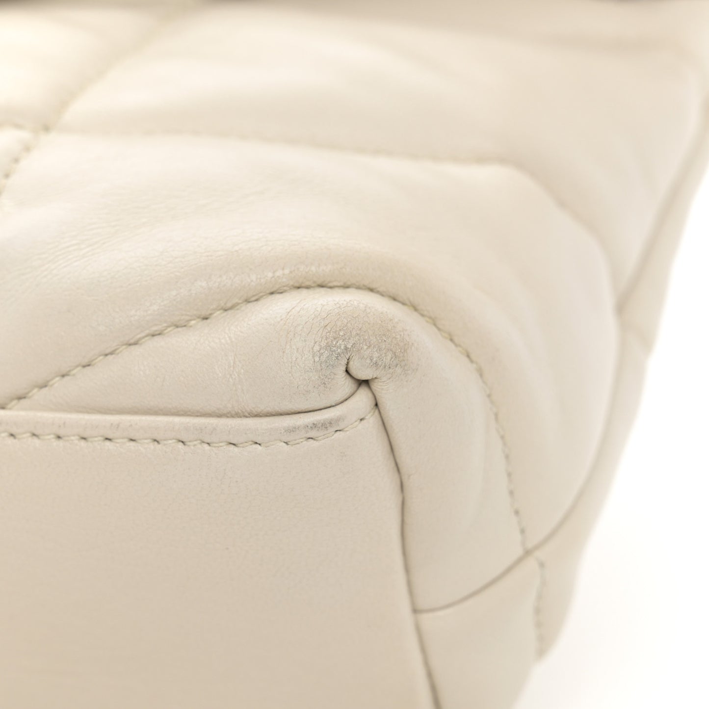 Lambskin Quilted Mini Loulou Puffer Monogram Chain Satchel Crema Soft
