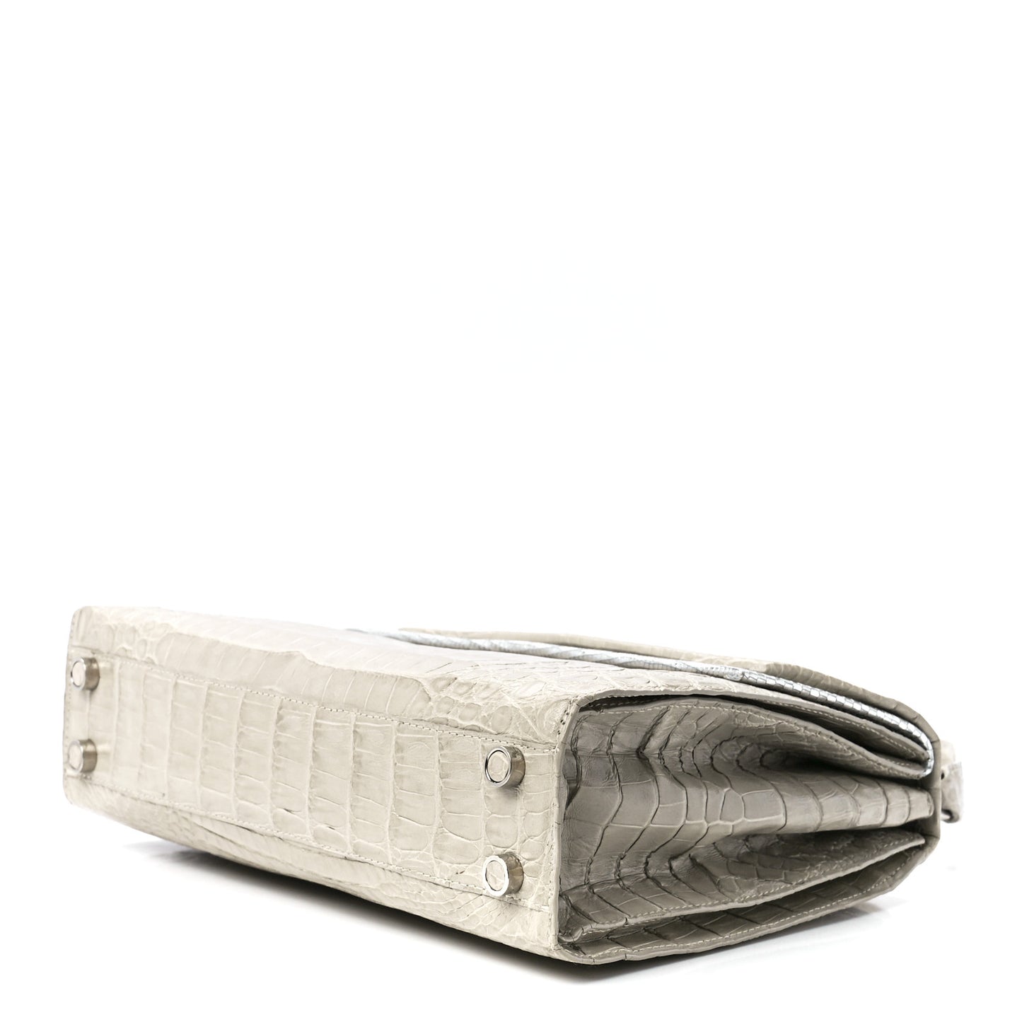 Lizard Crocodile Small Liza Top Handle Bag Beige