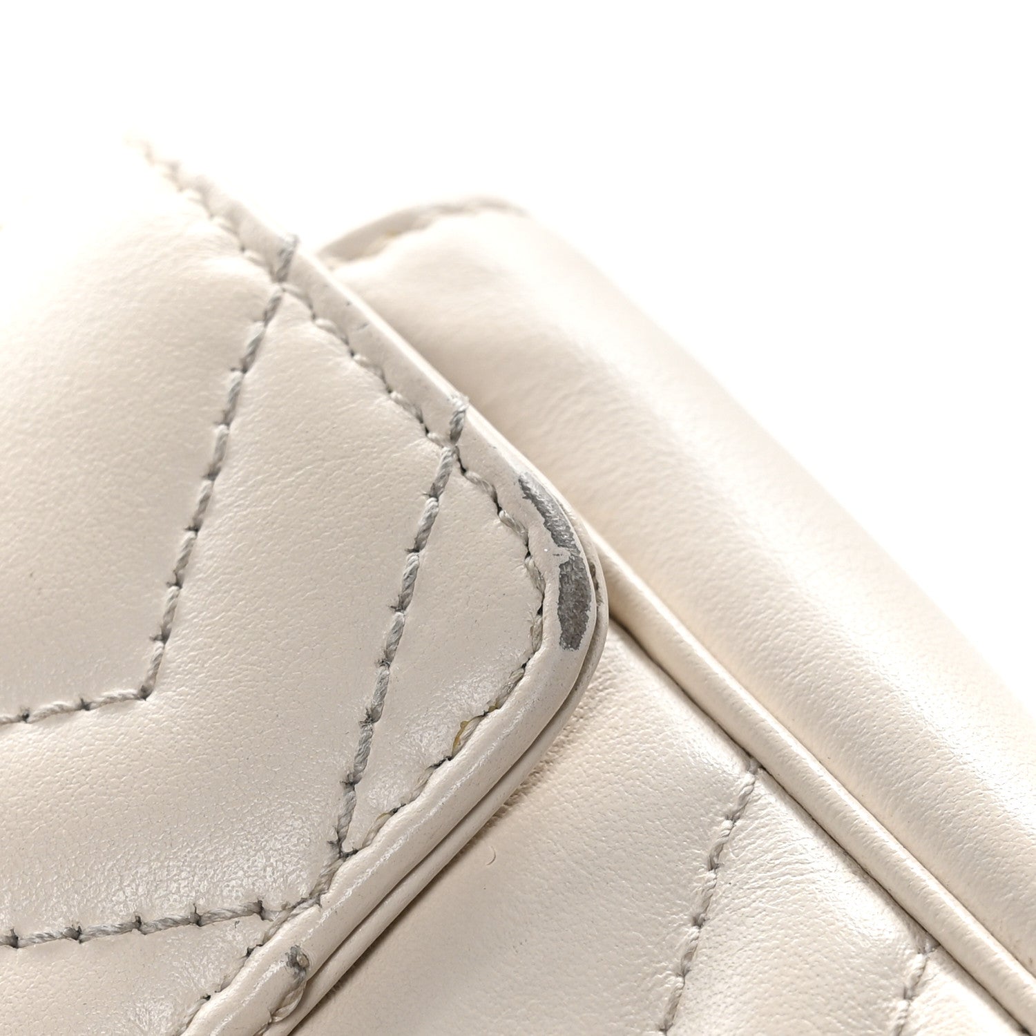 Gucci Calfskin Matelasse Super Mini GG Marmont Shoulder Bag White 11 of 12