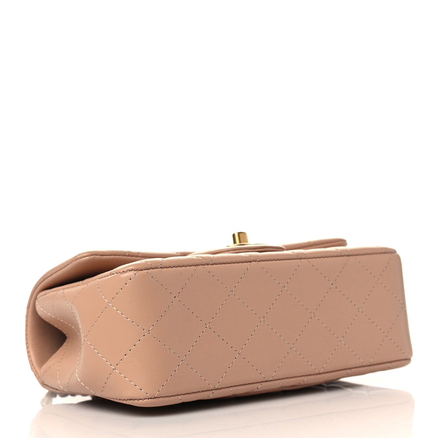 Lambskin Quilted Mini Top Handle Rectangular Flap Beige