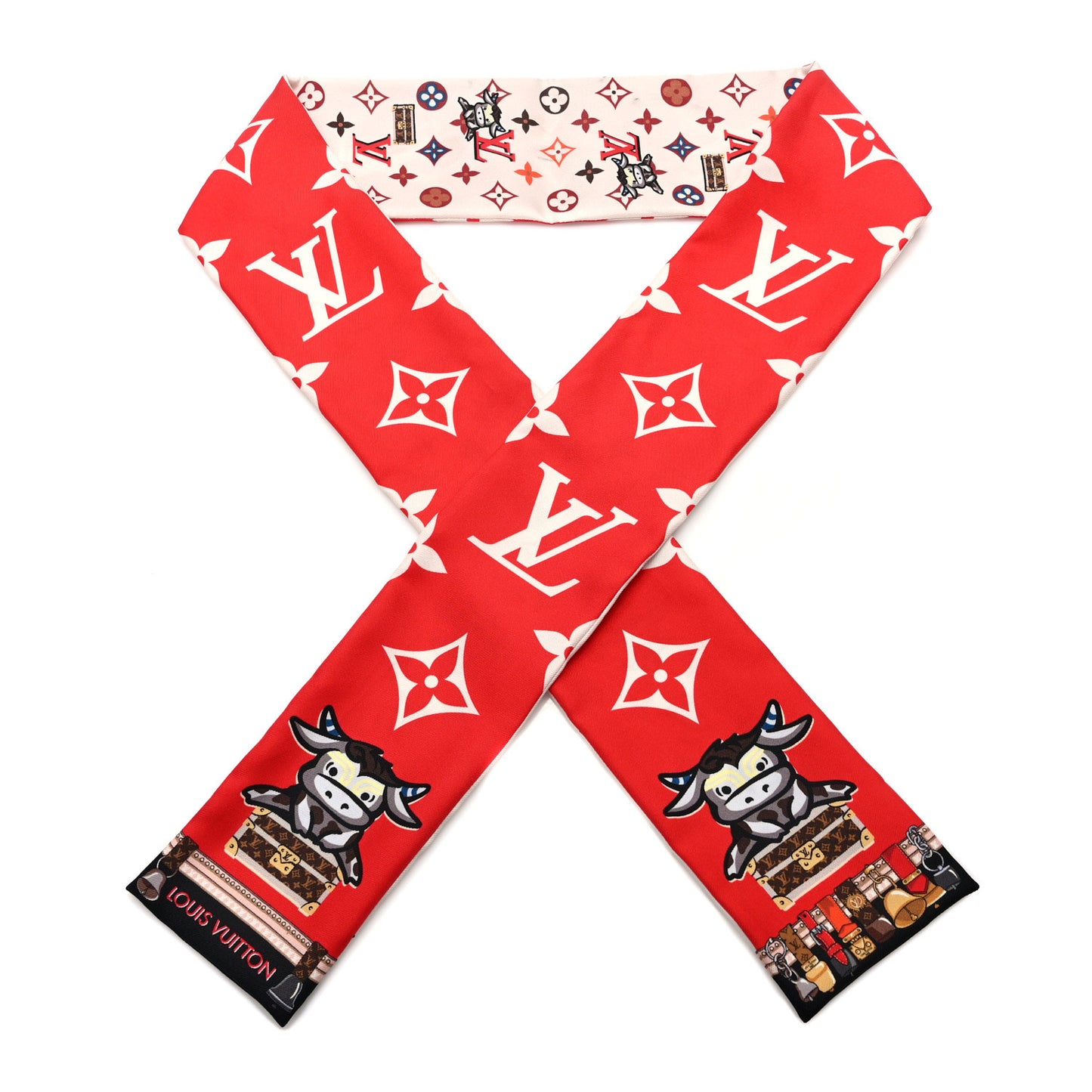 Silk Monogram Rodeo Bandeau Red